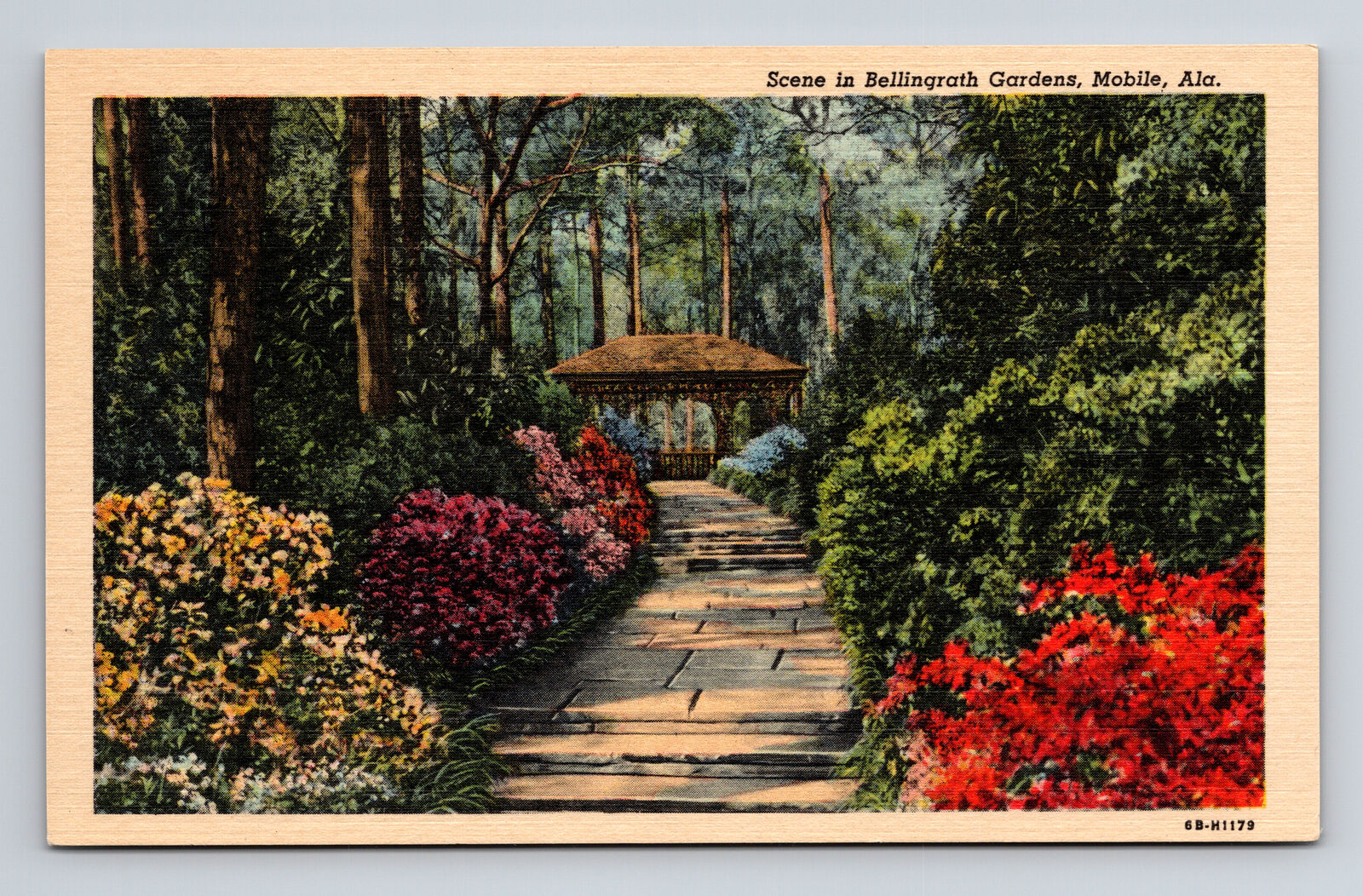 c1946 Linen Postcard Mobile AL Alabama Bellingrath Gardens
