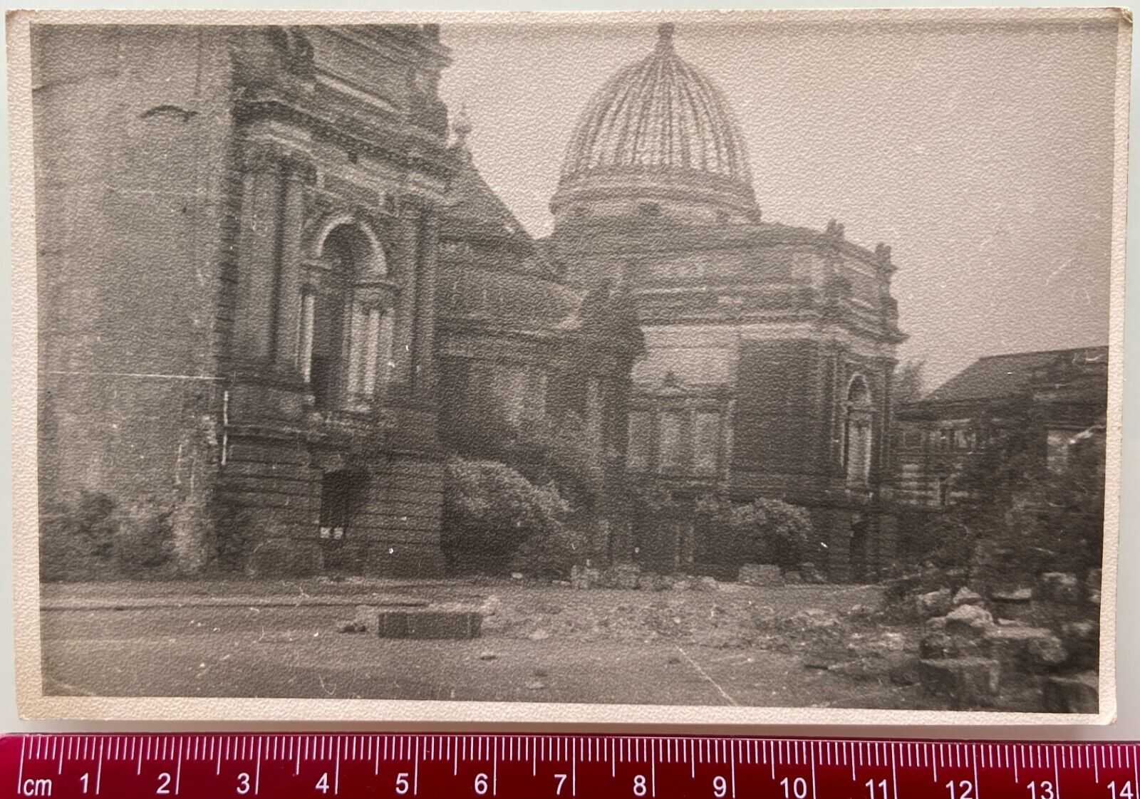 WWII 1945 DRESDEN Ruins Church Battle Red Army Original Vintage Photo