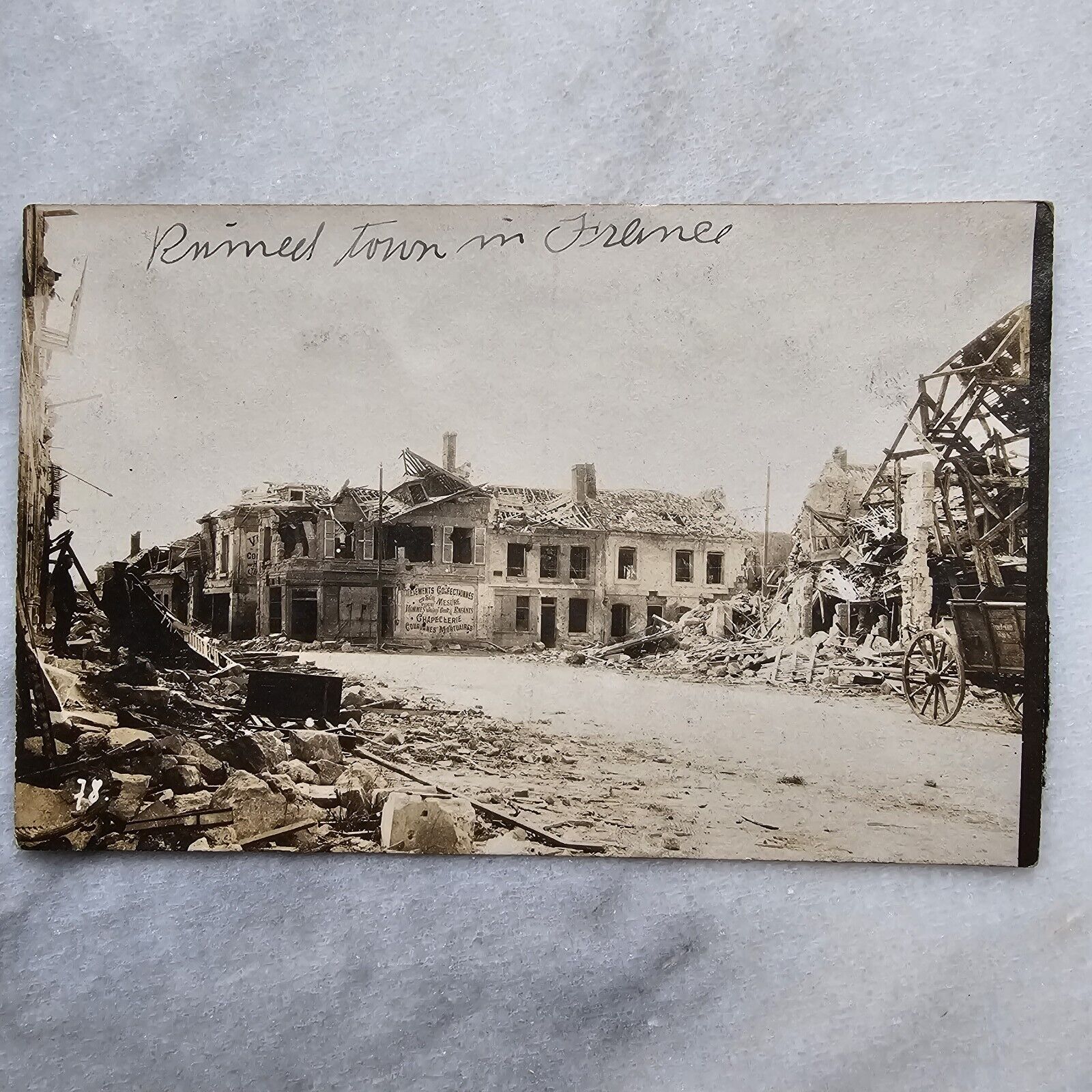 Ruined Town In France RPPC Real Photo Postcard WWI Antique