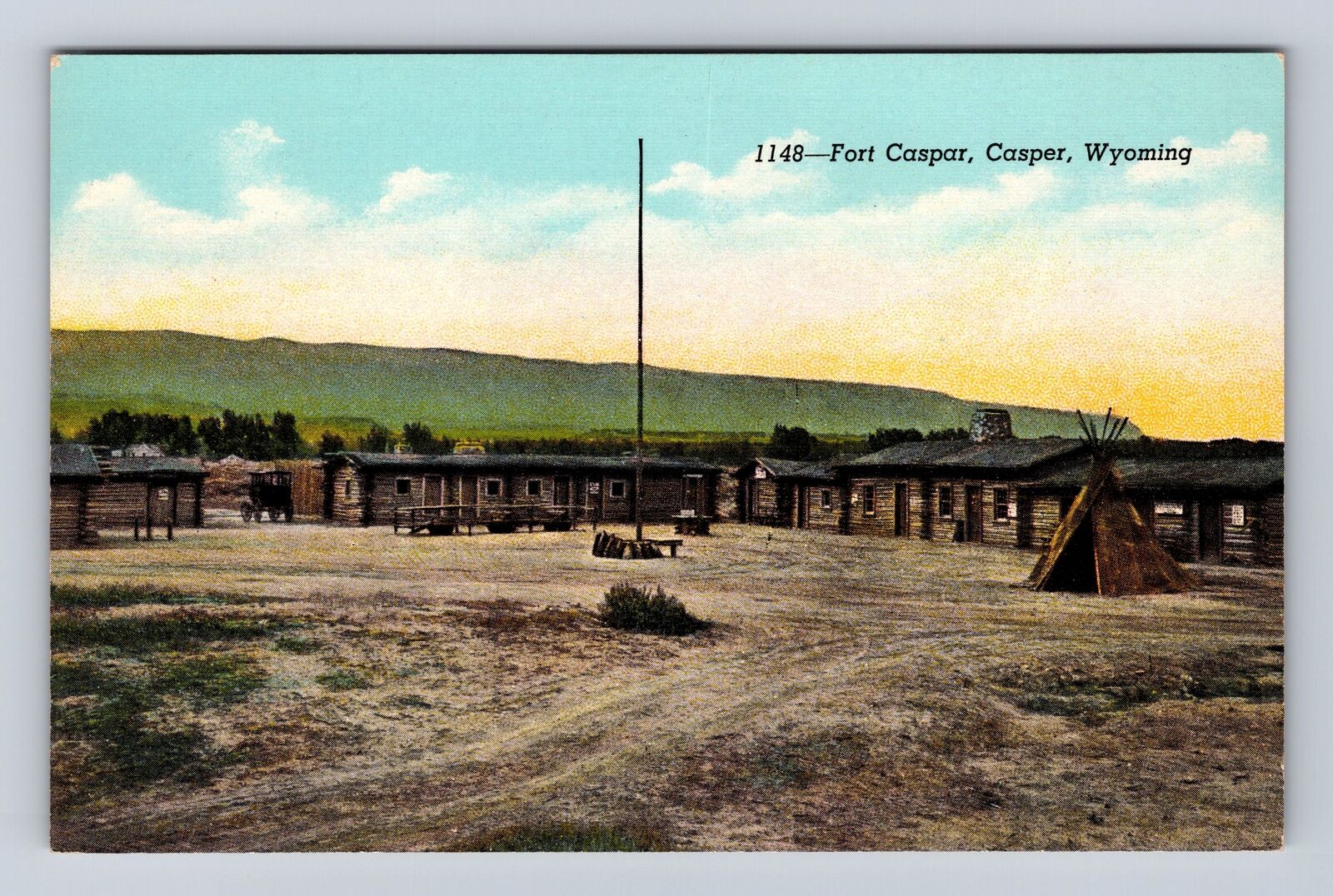 Casper WY-Wyoming, Fort Caspar, Antique, Vintage Souvenir Postcard
