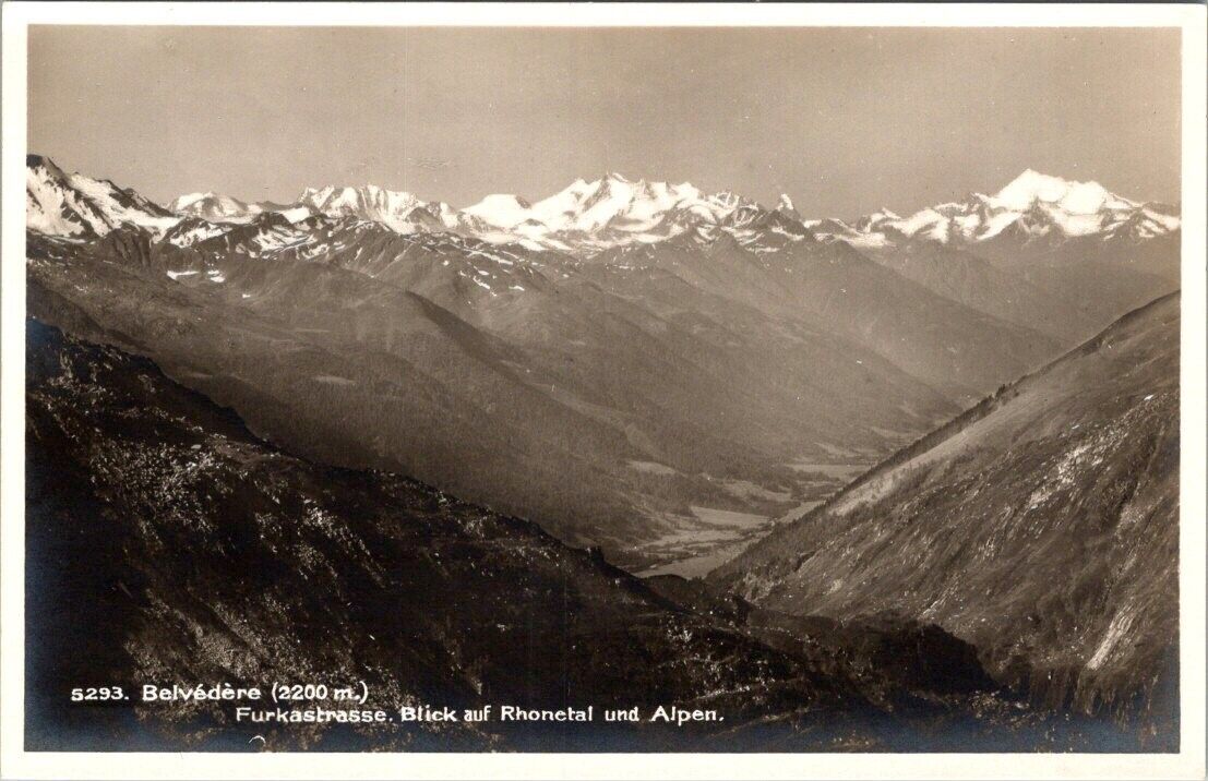 Vintage Real photo Postcard - Belvédère (2200 m.) Furkastrasse Rhone Valley