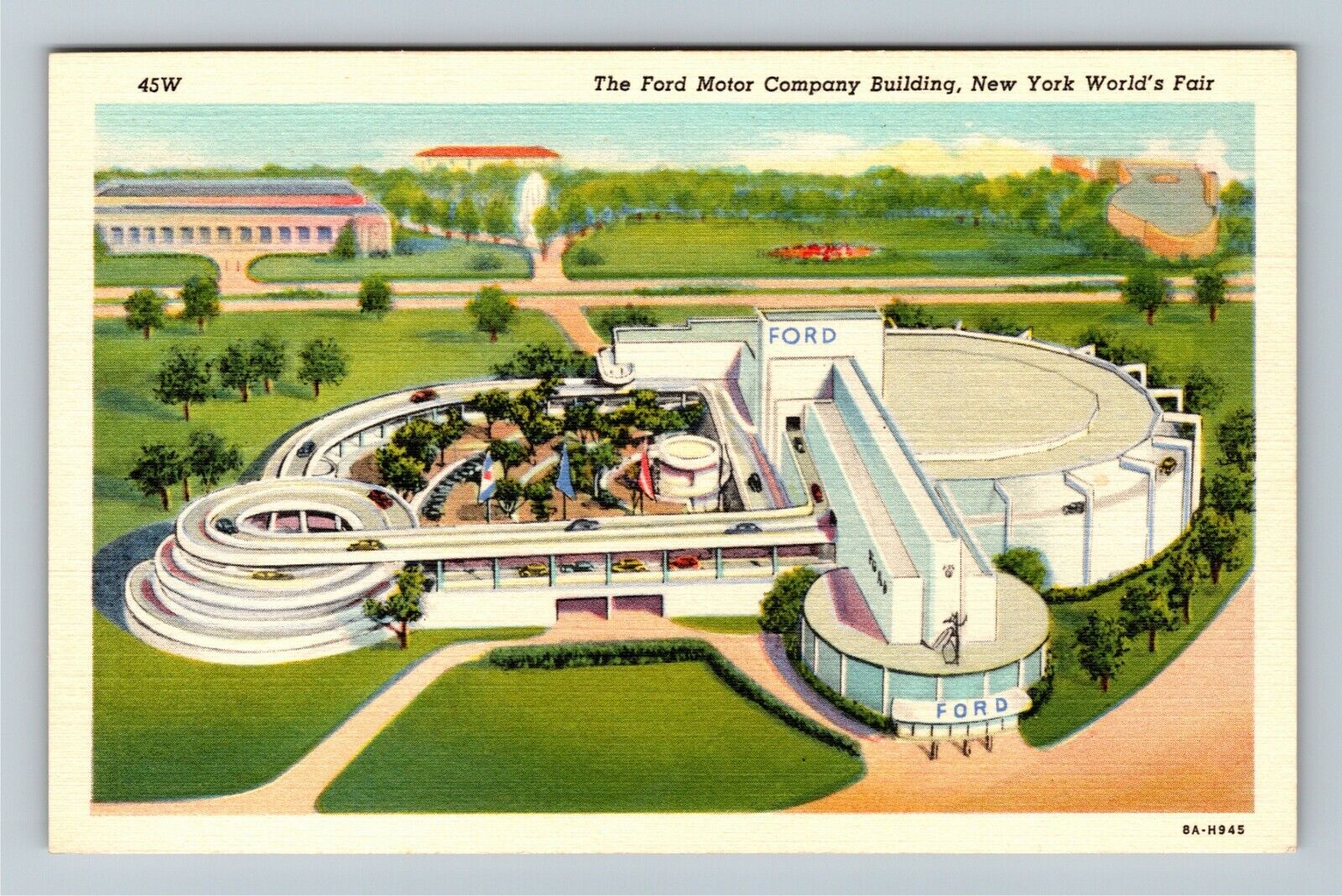 1939 New York World's Fair-The Ford Motor Company Building-Vintage Postcard