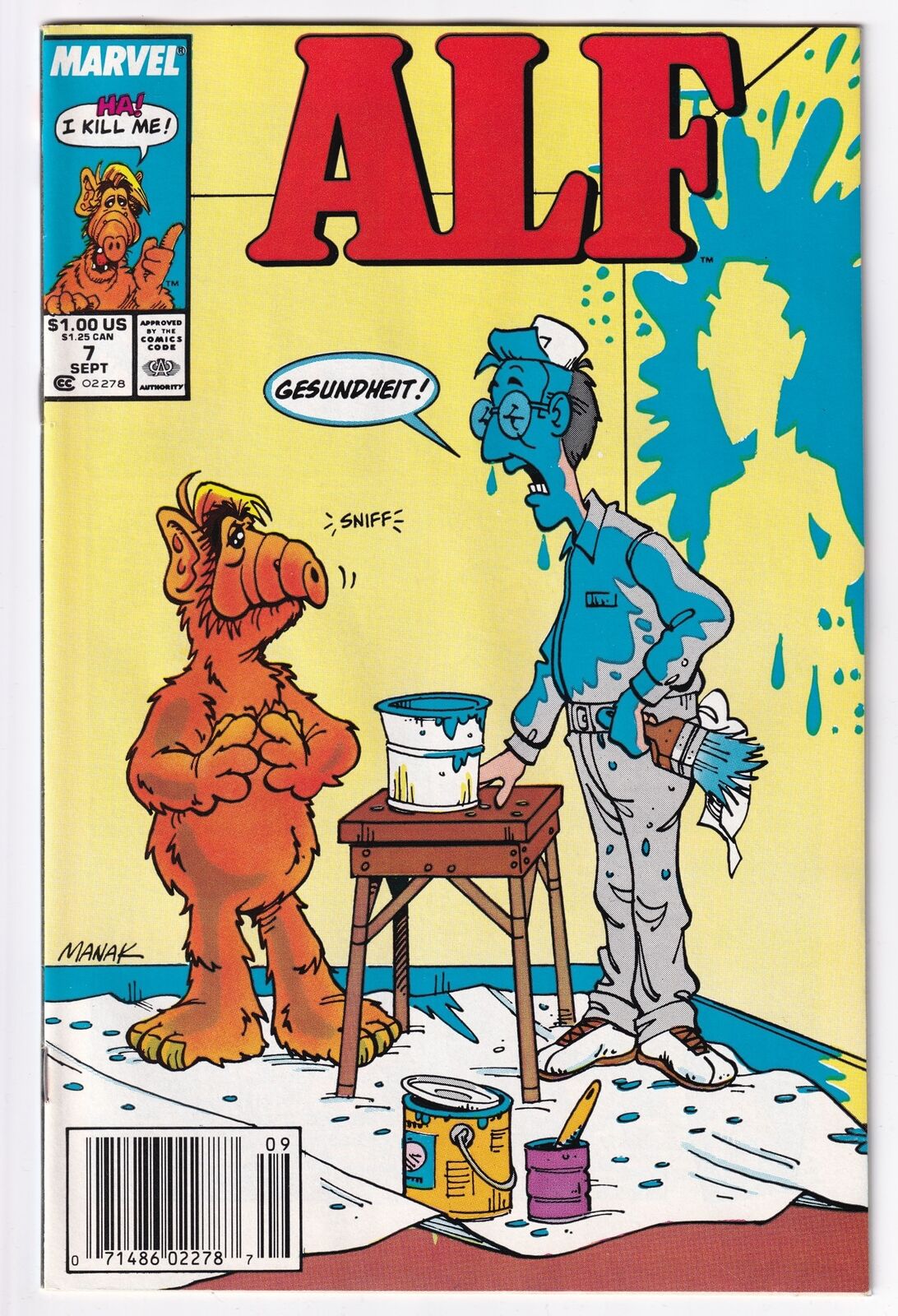 Marvel ALF # 7 Comic Book Alien Life Form 1988 TV Cartoon Going Through a Stage