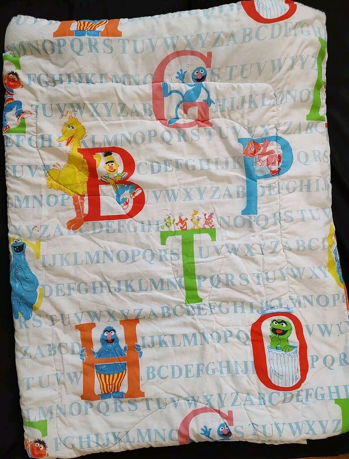 Vintage Sesame Street Alphabet Learning Comforter Retro Kids Room Twin Size
