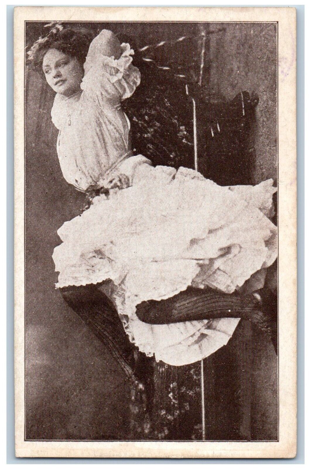 Risque Postcard Pretty Woman White Dress c1905 Unposted Antique