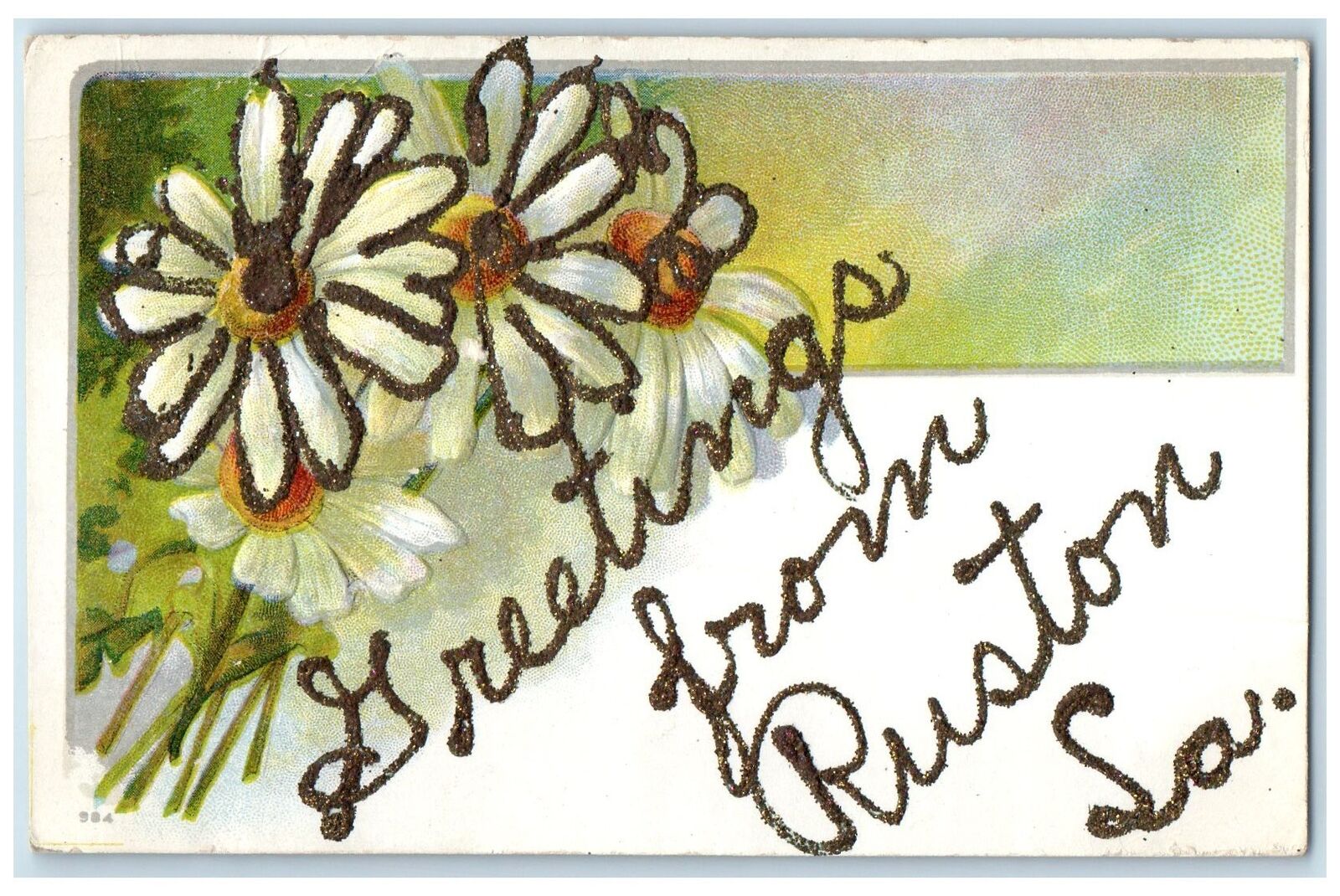 c1910\'s Greetings From Ruston Louisiana LA Unposted Embossed Flowers Postcard
