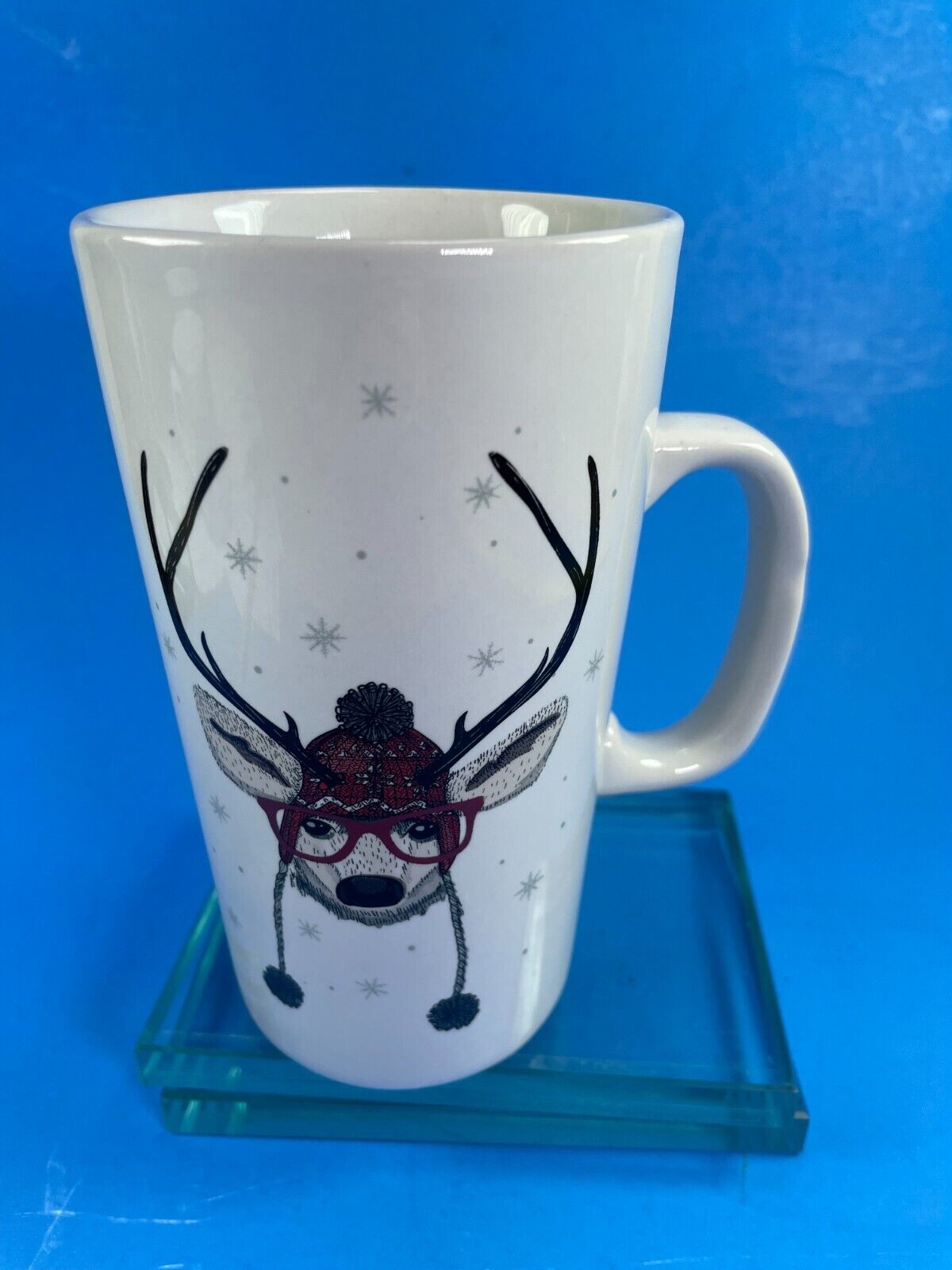 California Pantry Mug Deer Cool Dude With Red Glasses 16 oz Flakes Holiday C82