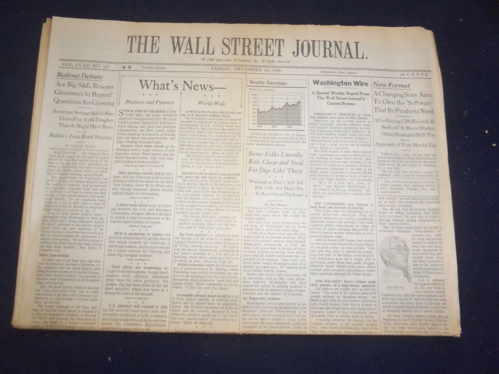 1988 DEC 30 THE WALL STREET JOURNAL - CHANGING SONY TO OWN ITS SOFTWARE - WJ 176