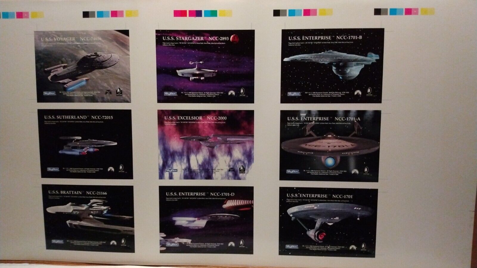 Rare 1995 Uncut Star Trek  PHASE ONE GOLD Ship REGISTRY PLAQUES  by SKYBOX Mint 