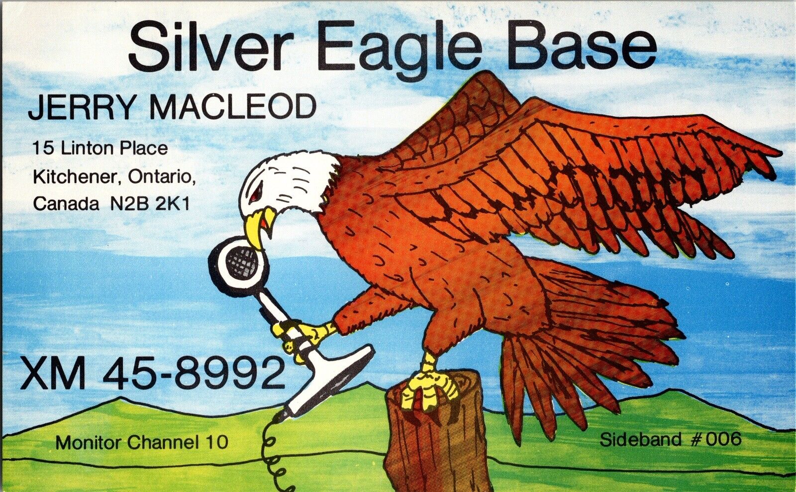 Vtg 1980s CB Radio QSL Post Card Kitchener Ontario Retro Shack Collectible