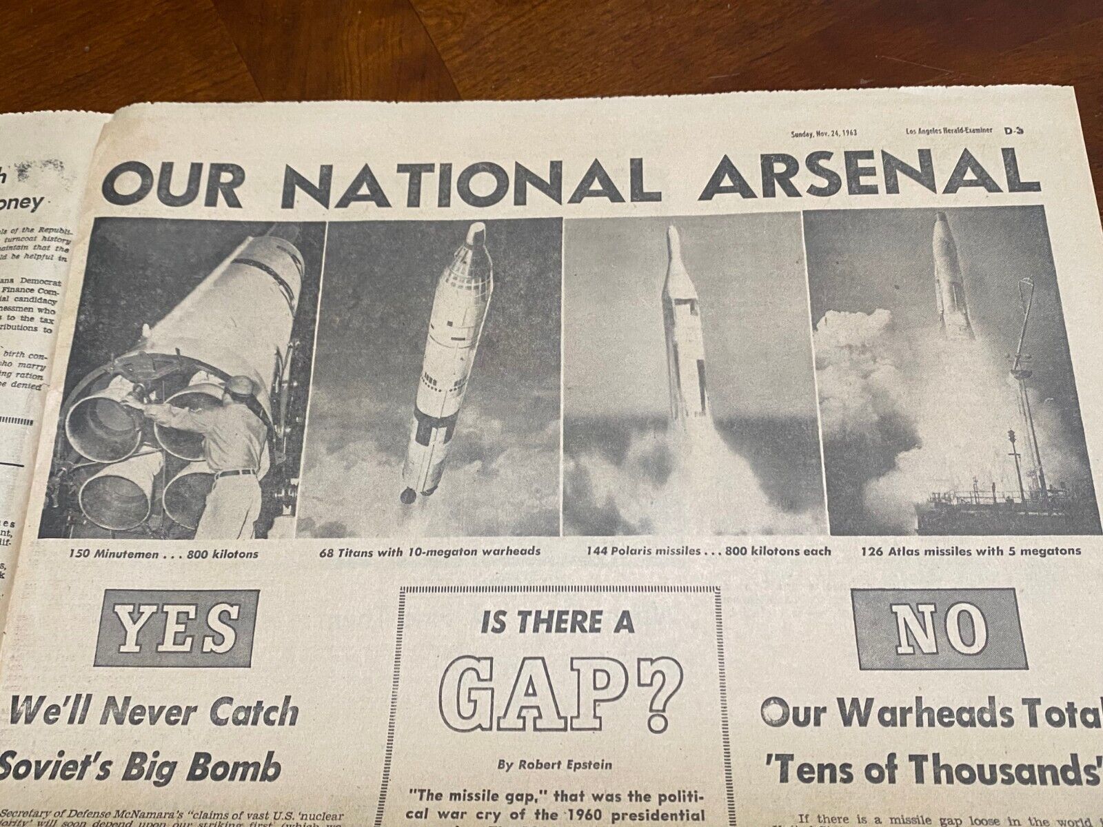 1963 Newspaper Nuclear Arsenal US vs Soviet Missile Gap Mcnamara Ward