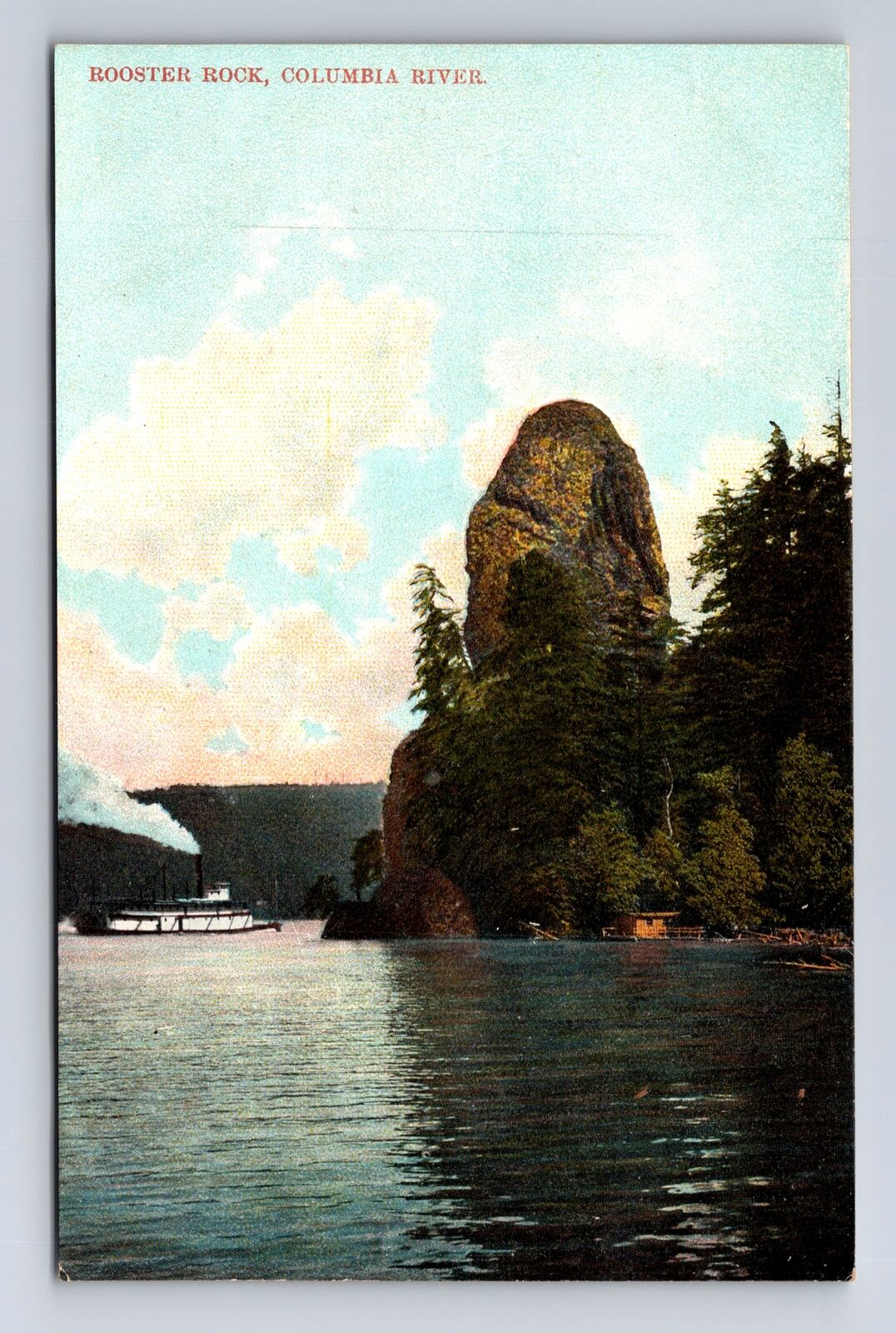 Columbia River WA-Washington, Rooster Rock, Antique, Vintage Souvenir Postcard