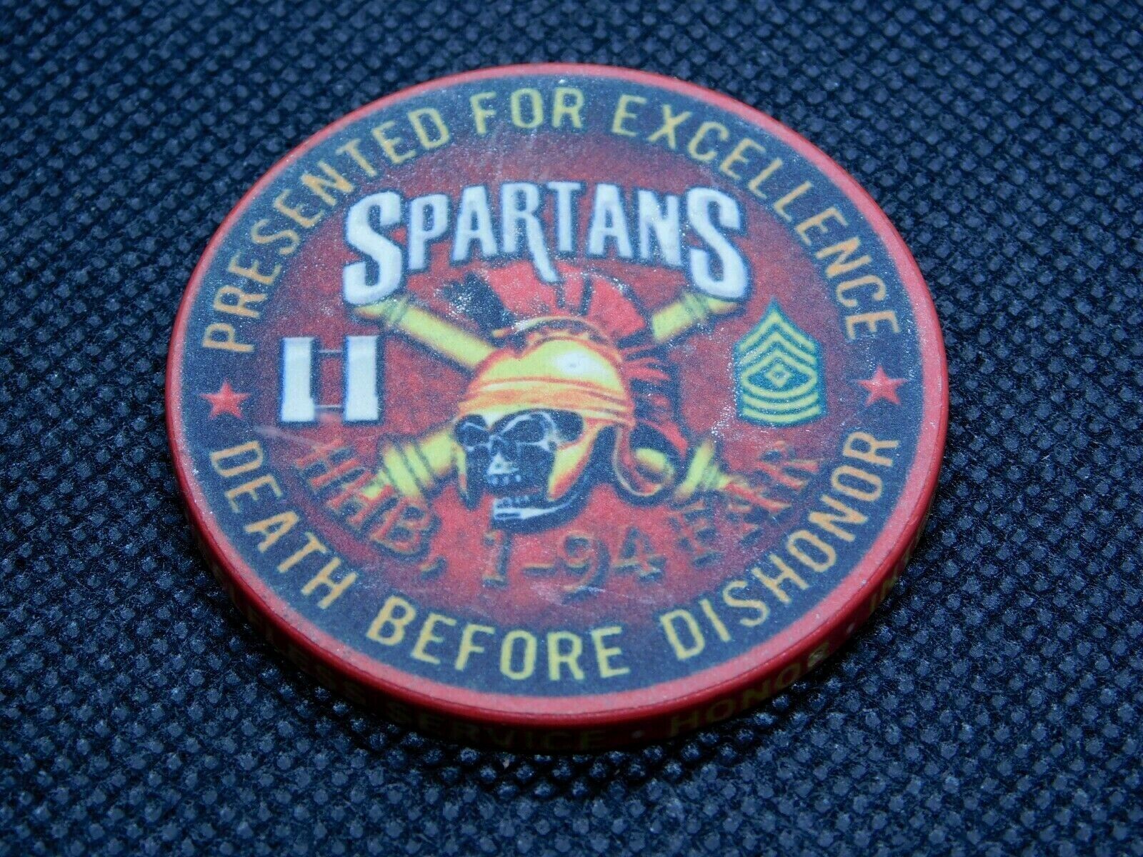 US Army HHB 94th FAR Spartans Shield UAE Camp Redleg Poker Chip Coin 1.75\