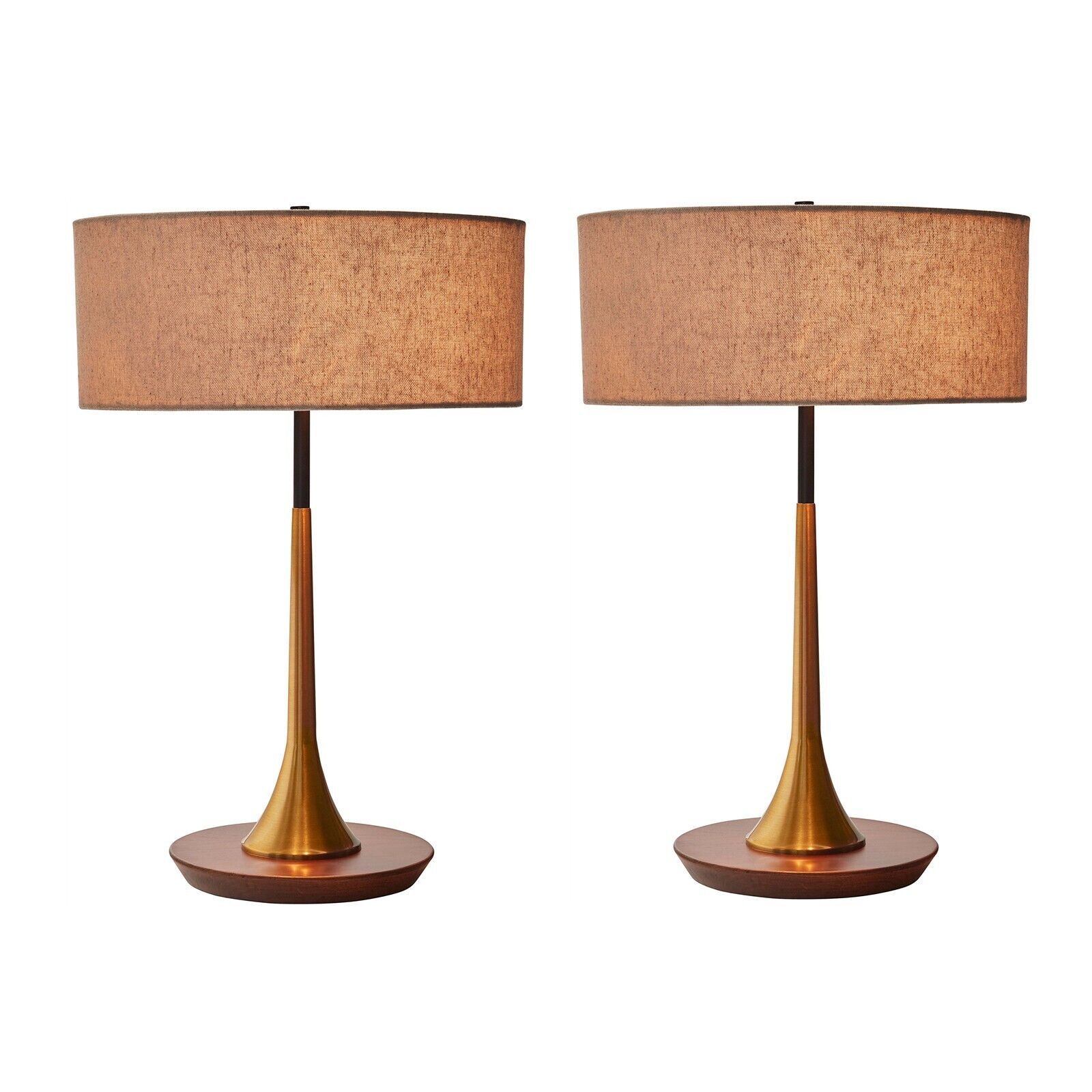 Set of 2 Mid Century Modern Table Lamp Desk Lamps Fabric Shade with LED Bulb