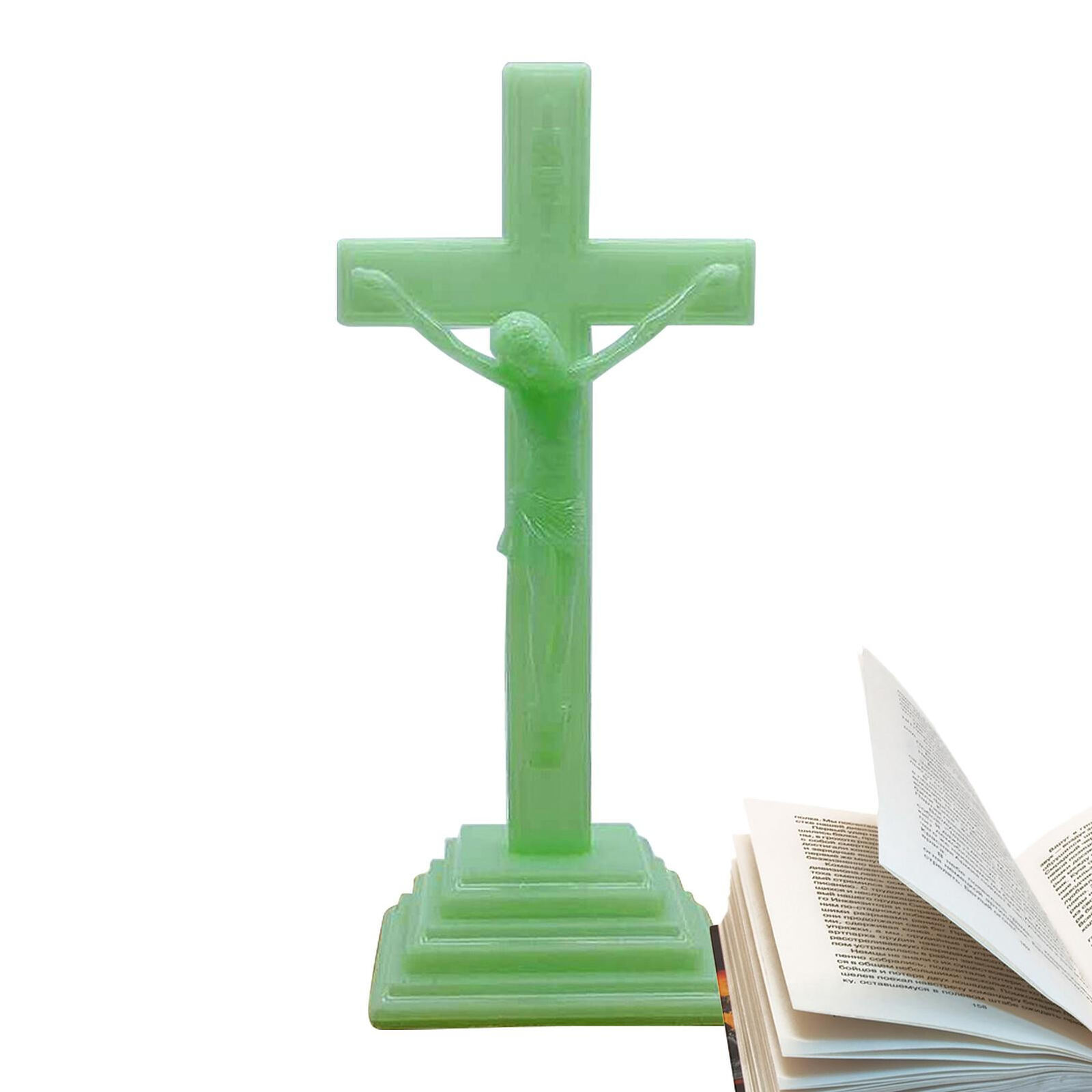 Fluorescent Green Cross With Stand Standing Crucifix Glow-in-the-Dark Decoration