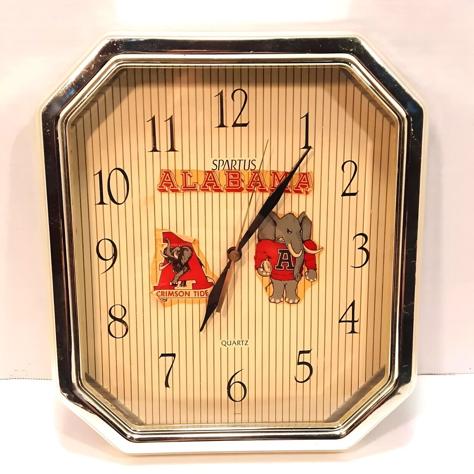 Vintage Spartus Alabama Crimson Tide Plastic Analog Wall Clock Quartz