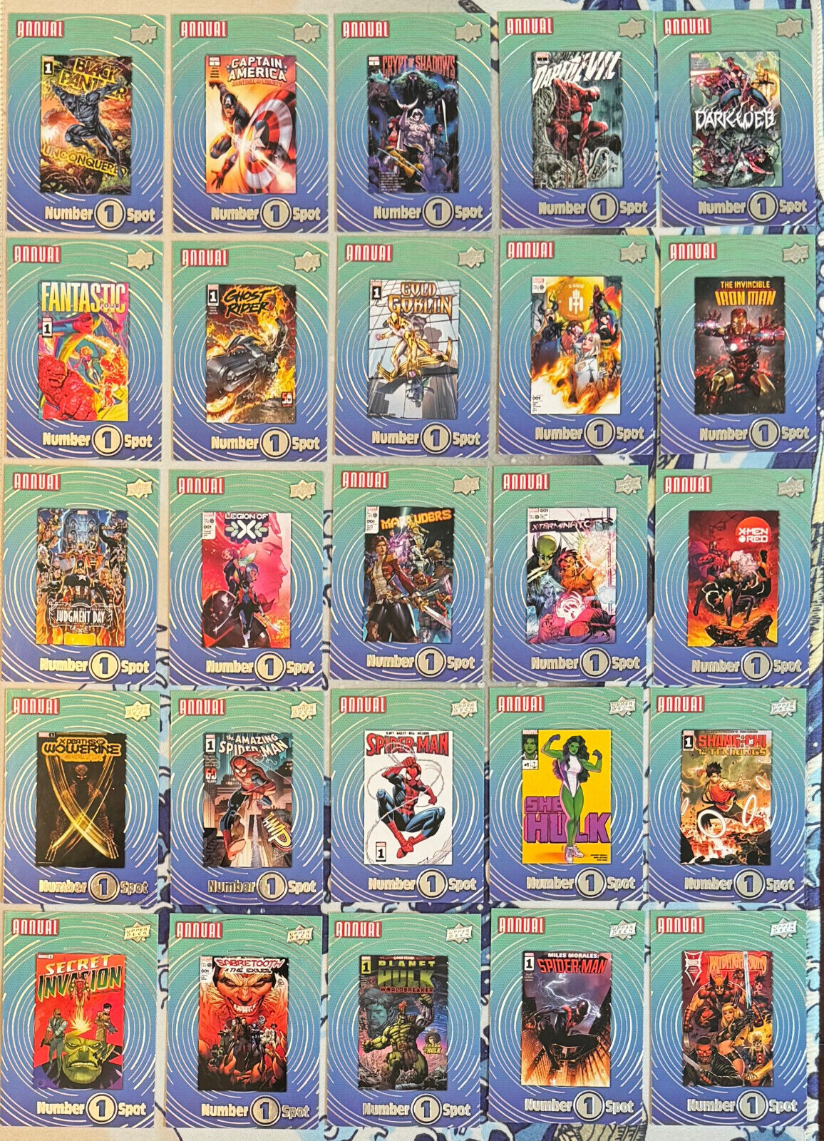 2022-23 Upper Deck Marvel Annual NUMBER ONE SPOT COMPLETE 25 CARD INSERT SET