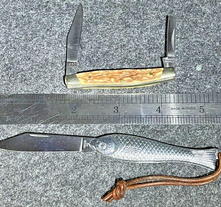 Pocket Knives Lot of 2 Mikov Inox and Japan Stainless Jigged Bone