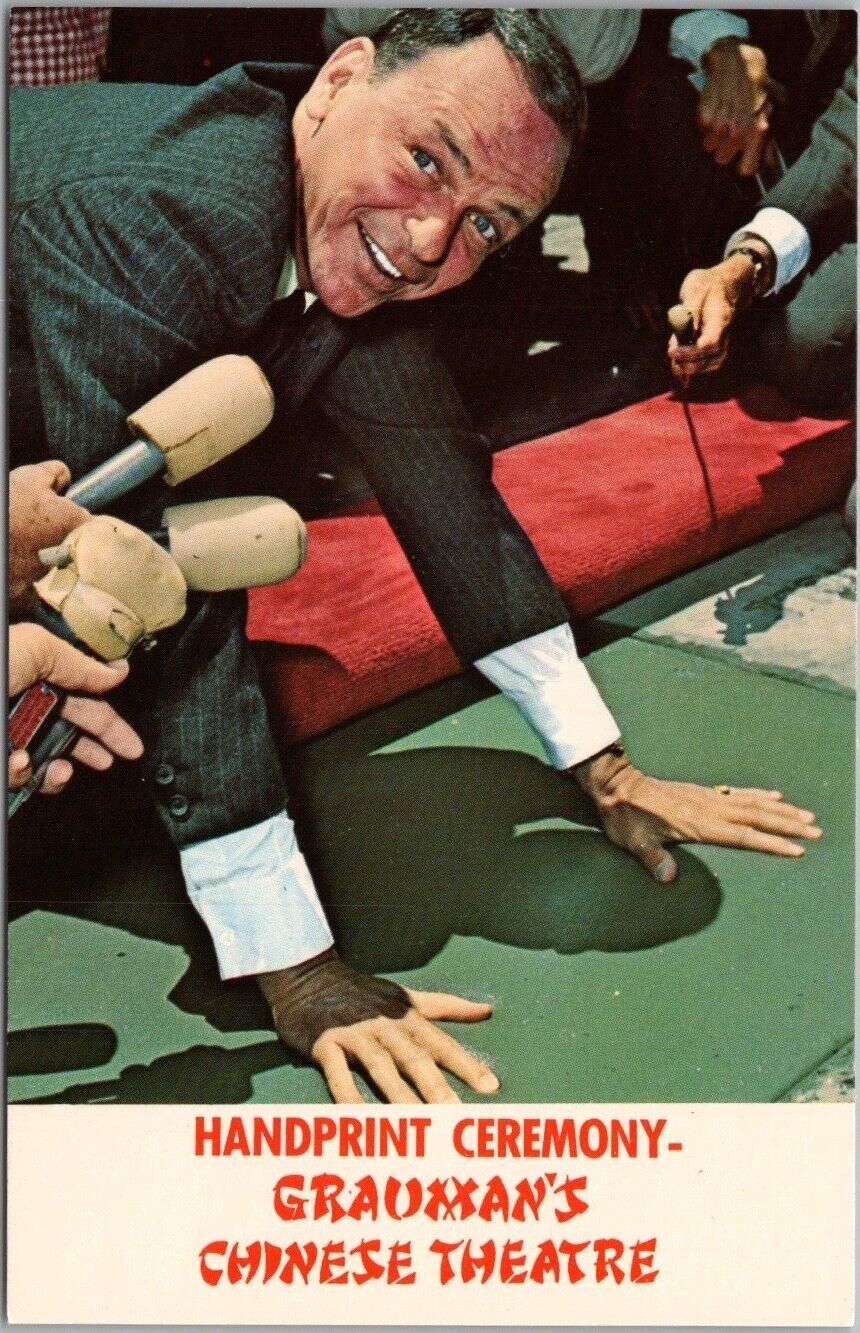 1965 HOLLYWOOD CA Postcard Grauman's Chinese Theatre / FRANK SINATRA Handprints