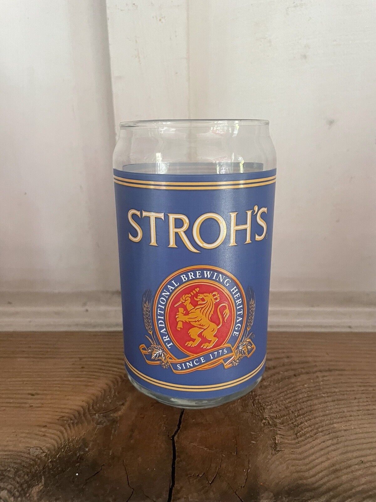 Rare Vintage Stroh’s BLUE Glass Beer Can Shaped Nice 16 Oz