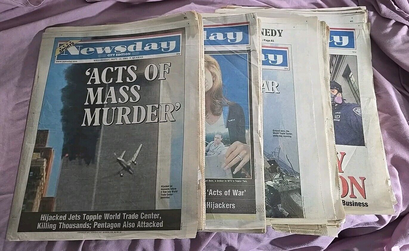9/11 WTC Newsday City Editions Newspaper September 12, 13, 14, 17 2001 Pre-owned