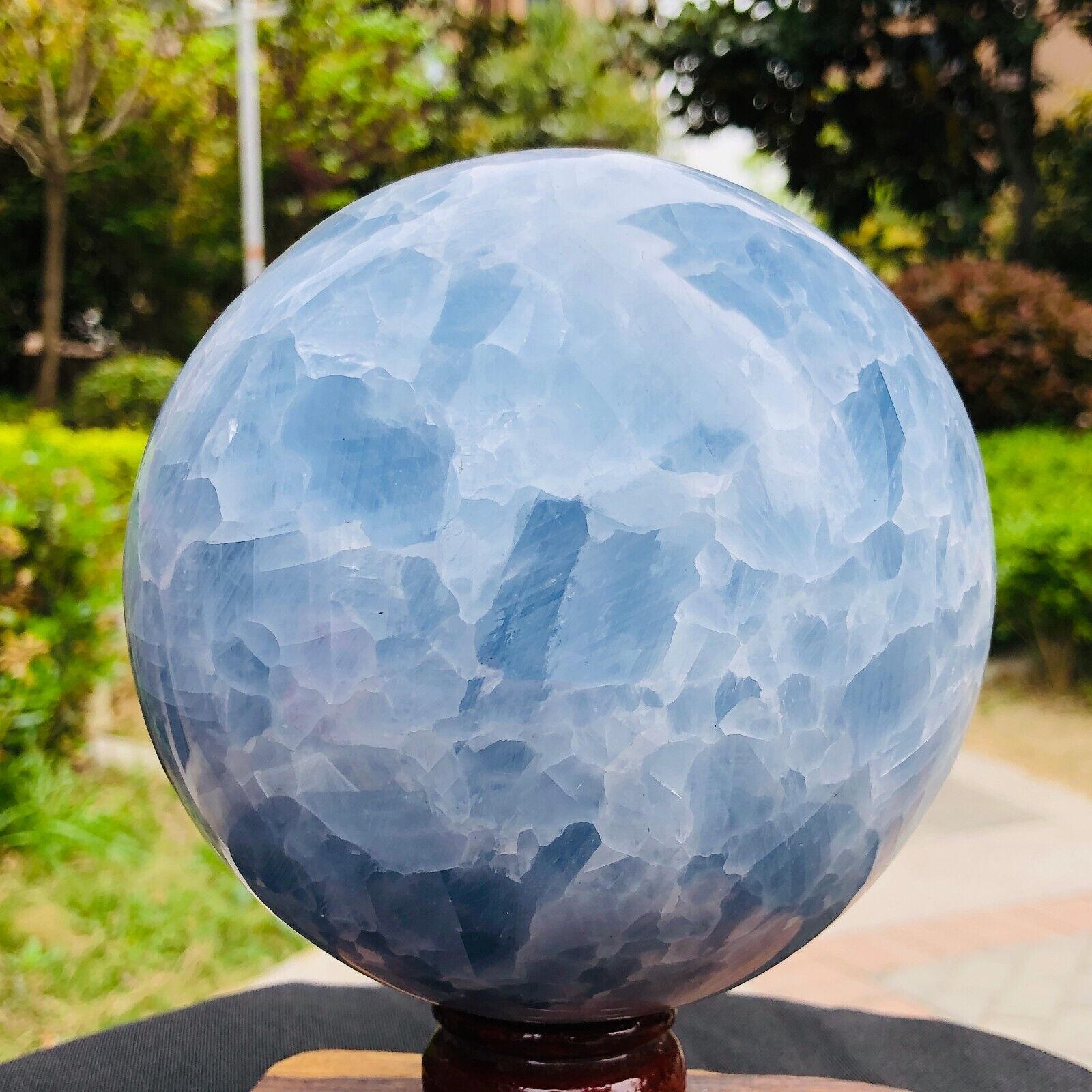 7.5LB Natural Beautiful Blue Crystal Sphere Quartz Crystal Ball Healing 1179