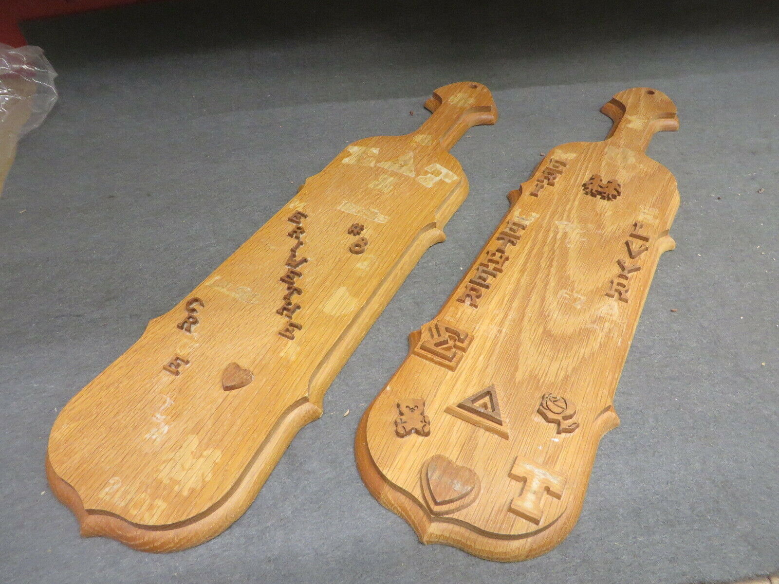 FRAT PADDLE GROUP OF 2 w/ MISC PIECES 21\
