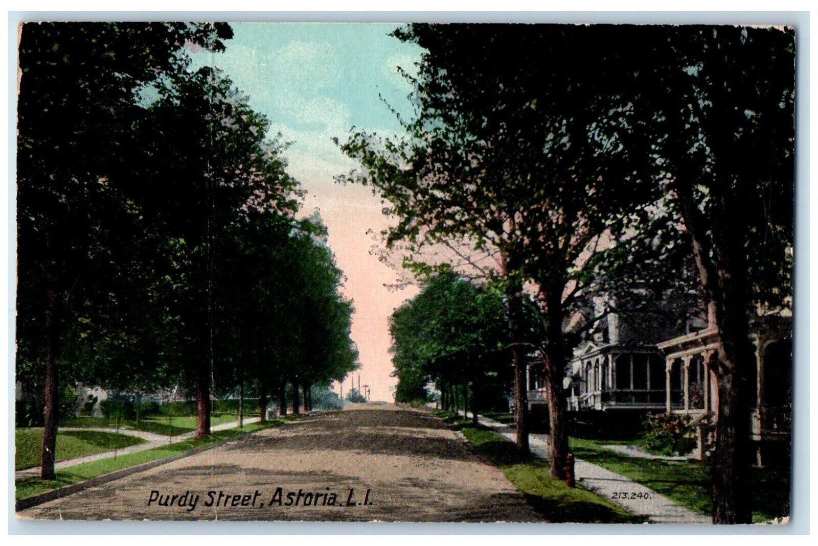 c1918 Scenic Purdy Street Astoria Long Island New York Vintage Antique Postcard