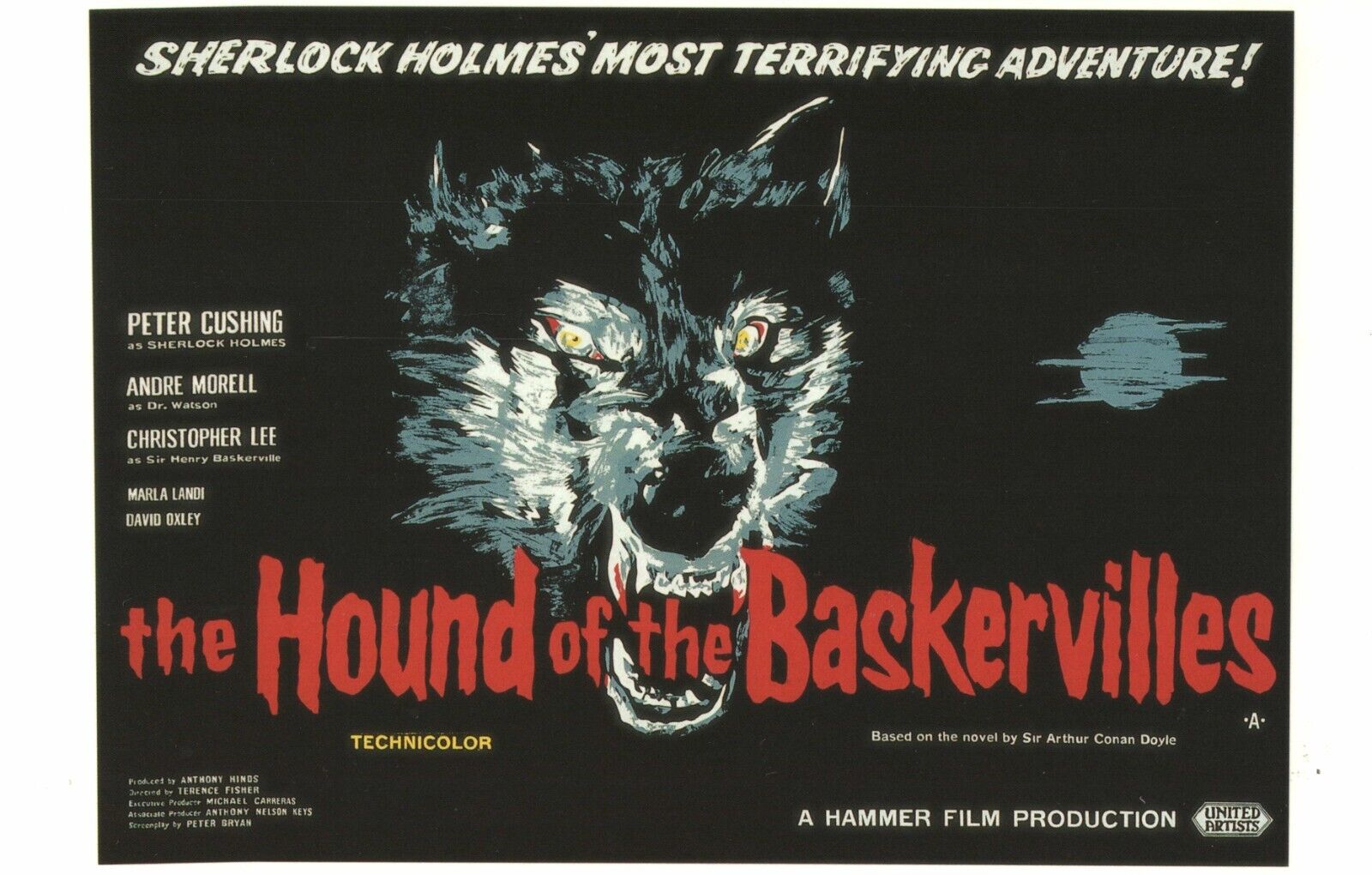 Christopher Lee Sherlock Holmes Hound Of The Baskervilles Movie Poster Postcard