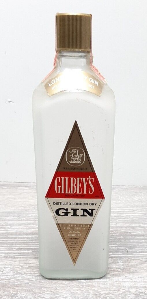 Vintage Gilbeys Gin 750ml Bottle 1970s Empty Collectors Barware 
