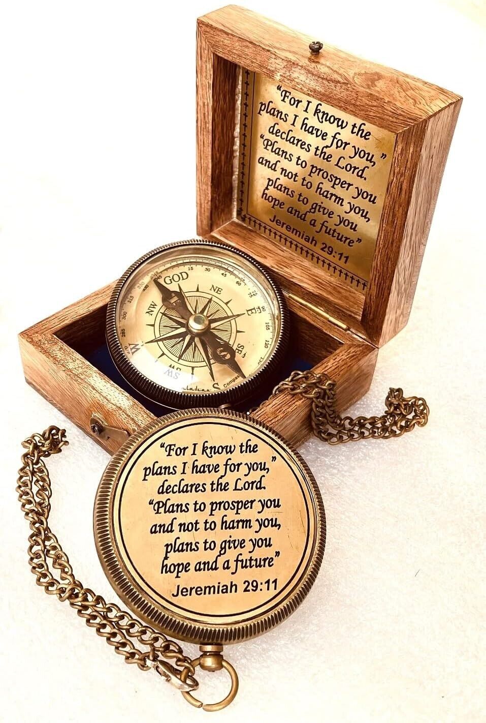 Engraved Compass Religious Gift for Men for I Know Inspirational Graduation Gift
