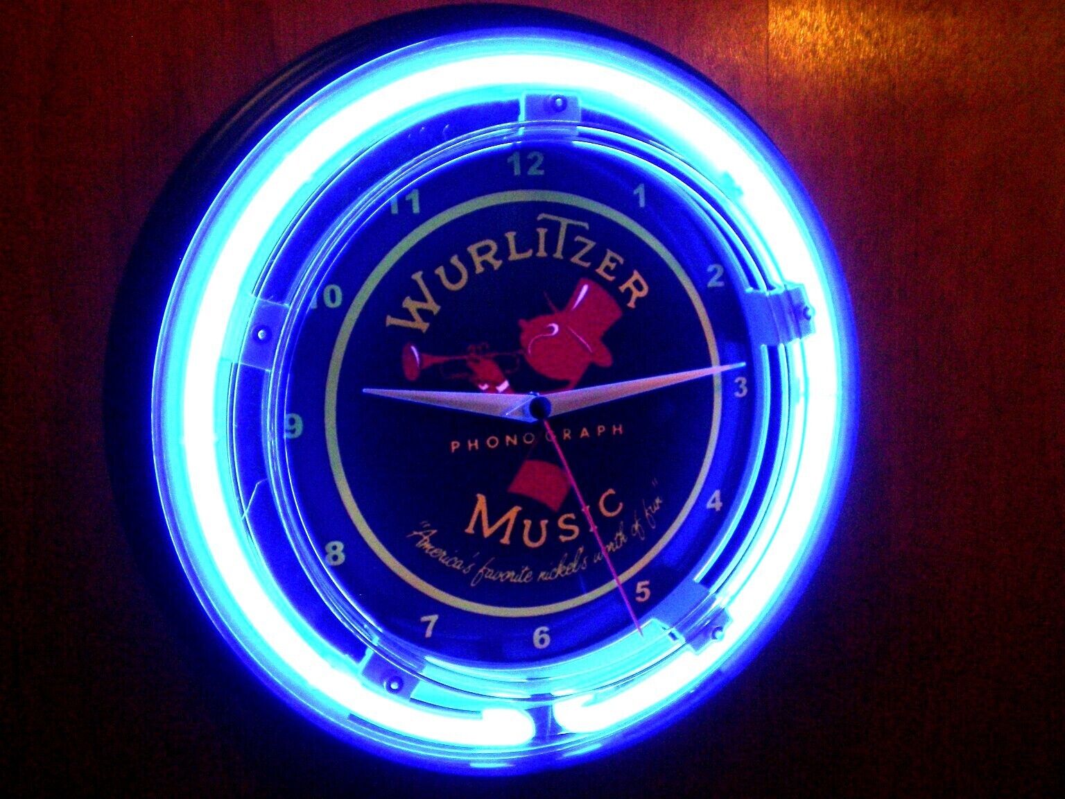 Wurlitzer Phonograph Jukebox Arcade Bar Man Cave Neon Wall Clock Sign