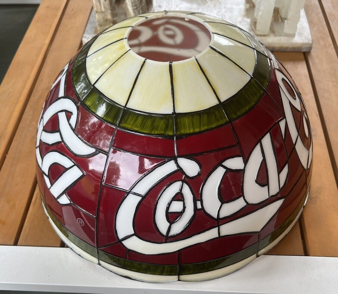 Vintage COKE Advertising Coca Cola Retro Plastic Stained Glass Light Lamp Shade