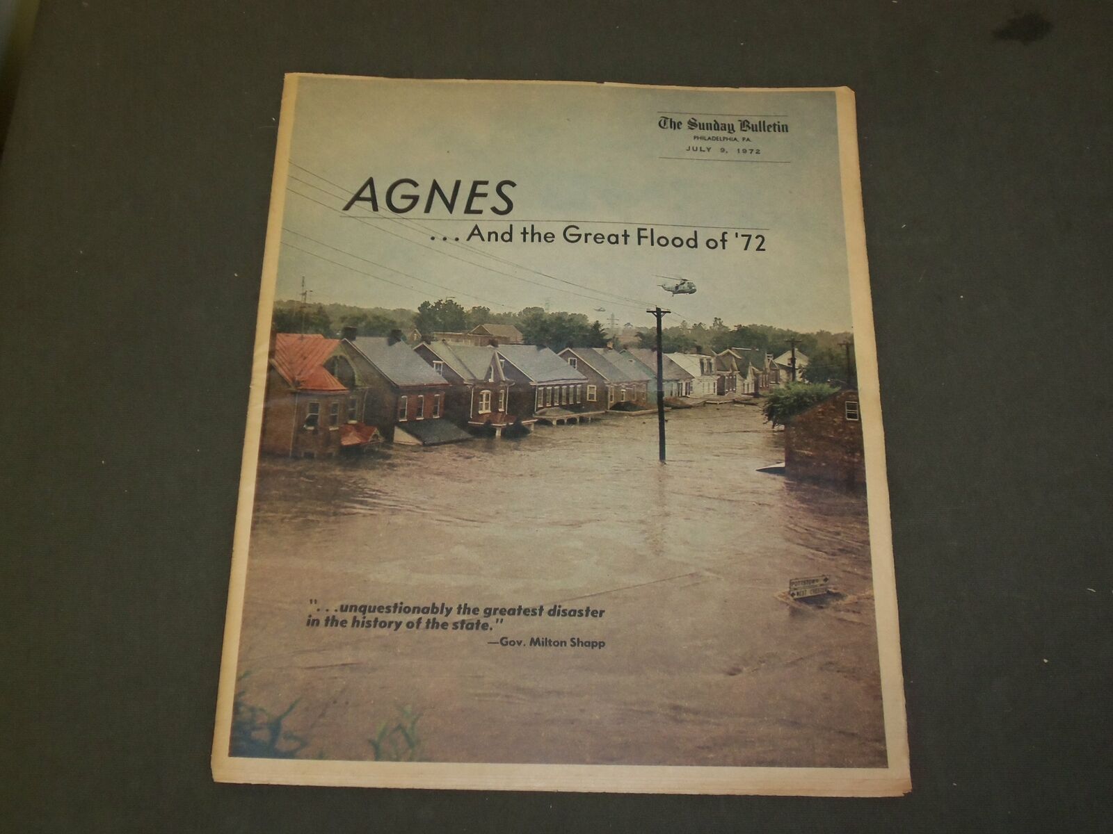 1972 JULY 9 THE SUNDAY BULLETIN NEWSPAPER - AGNES AND GREAT FLOOD OF 72- NP 3425