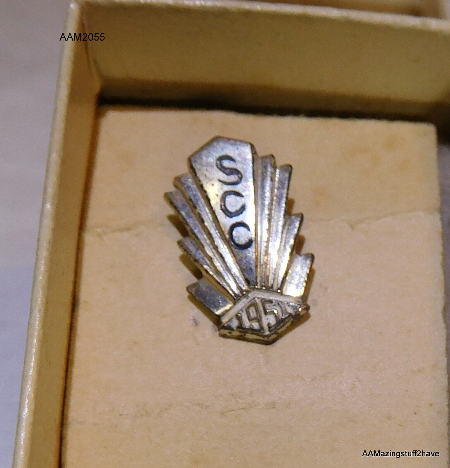 1951 Silver School Pin Burr Patterson & Auld Co.  SCC Pin 15mm Sterling Vtg MCM
