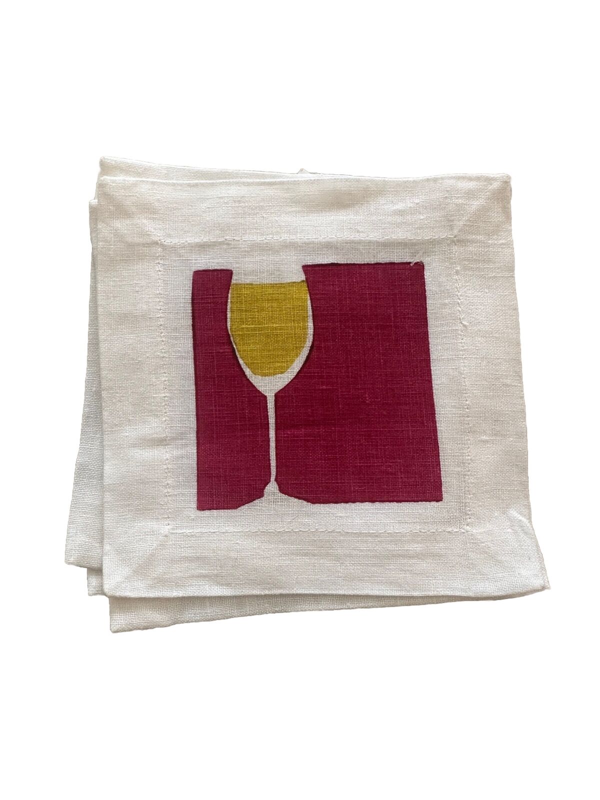 Set 4 Hand Painted Linen Cocktail Napkins Contemporary Wine Theme New 28 Availbl