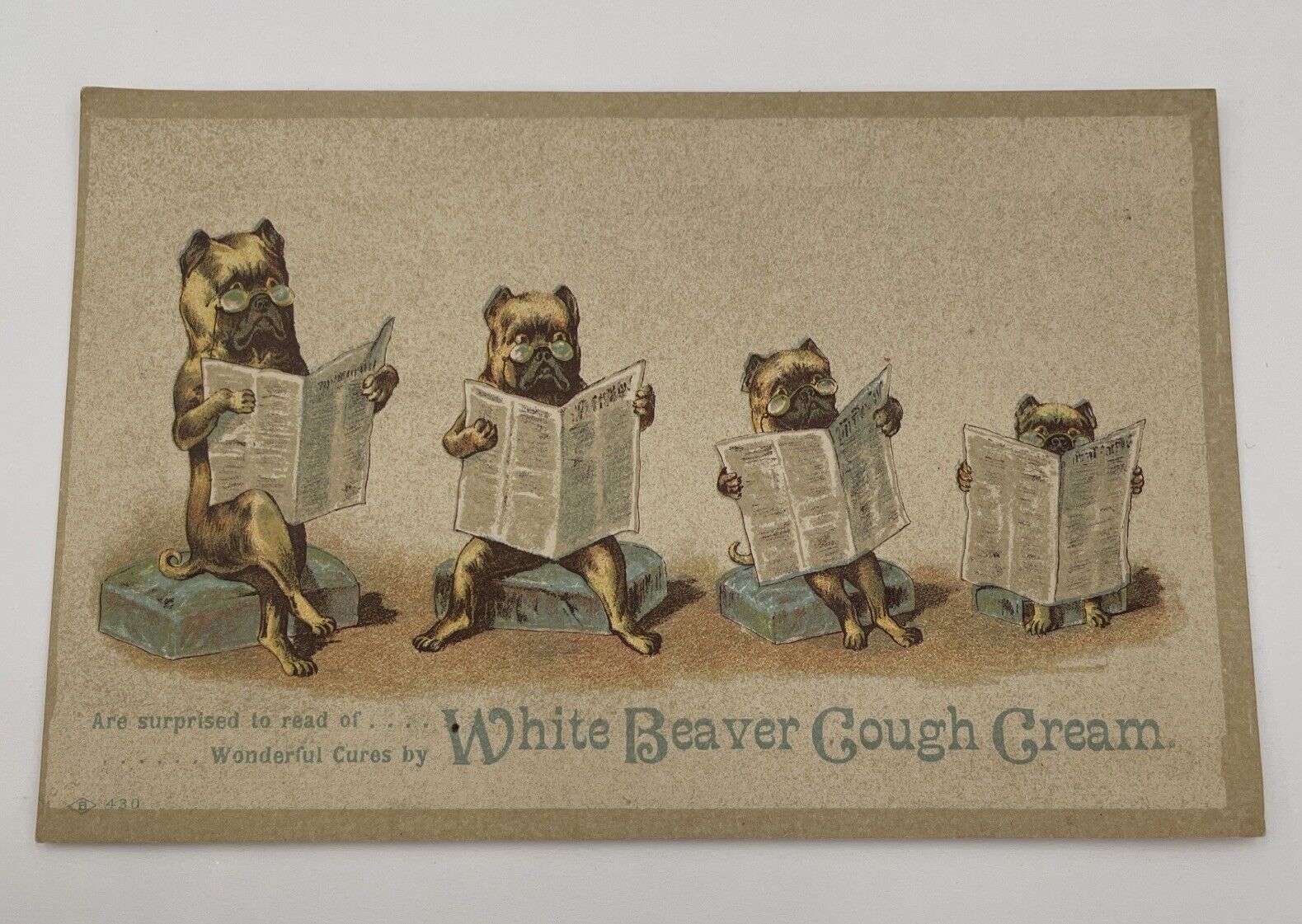 White Beaver's Cough Cream Trade Card T.H. Spence La Crosse WI Vintage