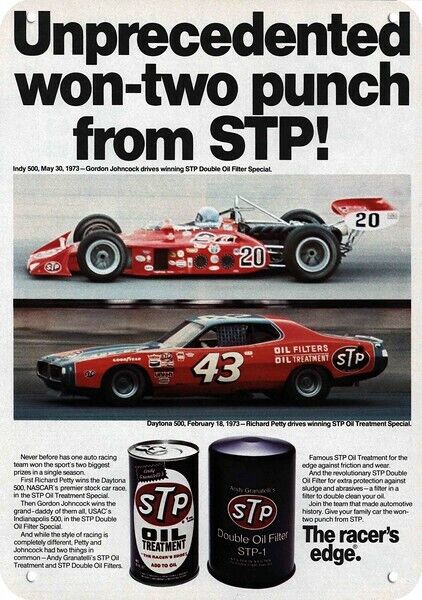 1973 RICHARD PETTY #43 Wins NASCAR Daytona 500 STP DECORATIVE REPLICA METAL SIGN