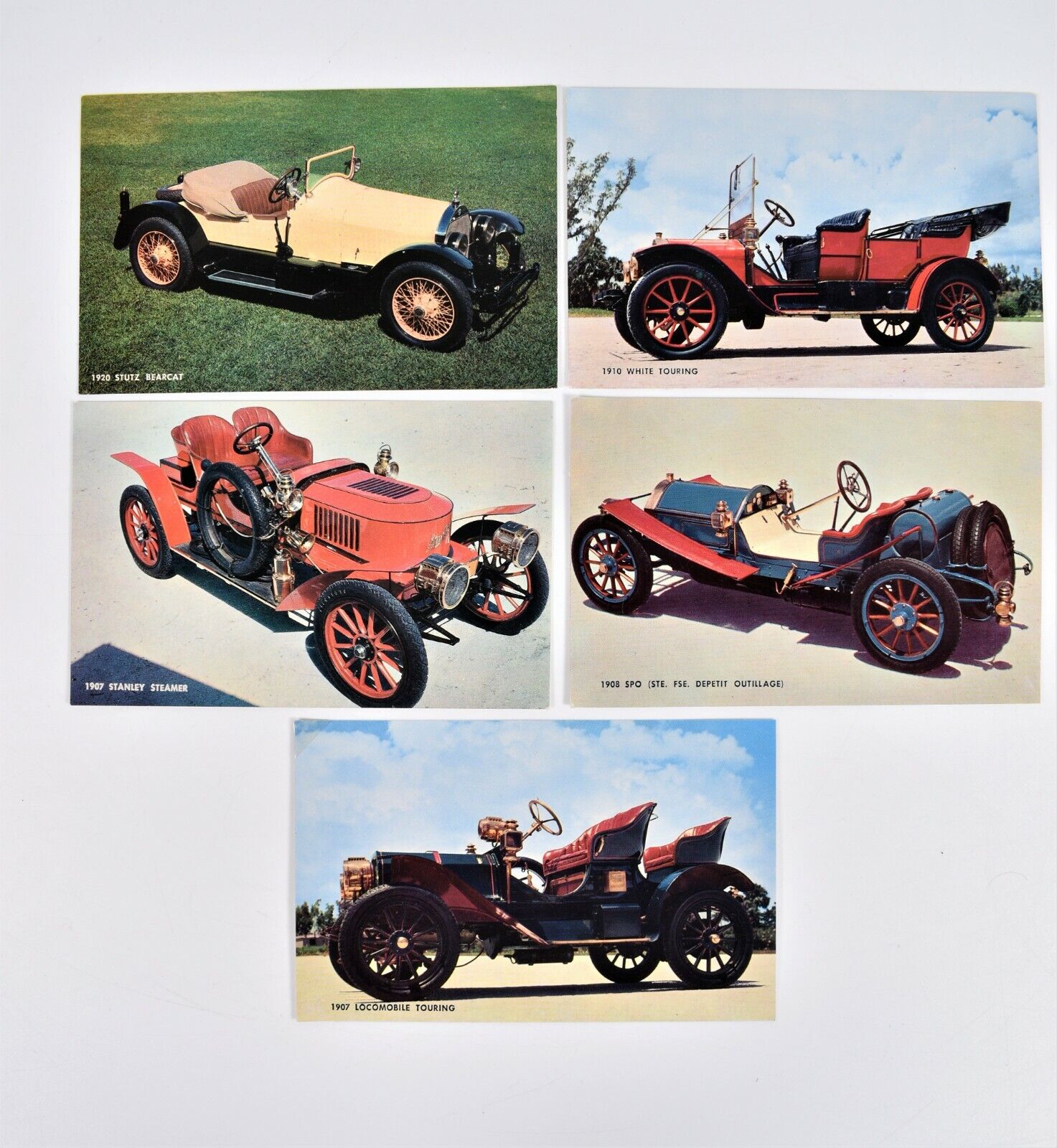 Vintage Postcard Lot of Antique Cars Stanley Steamer, Bearcat, Locomobile, White