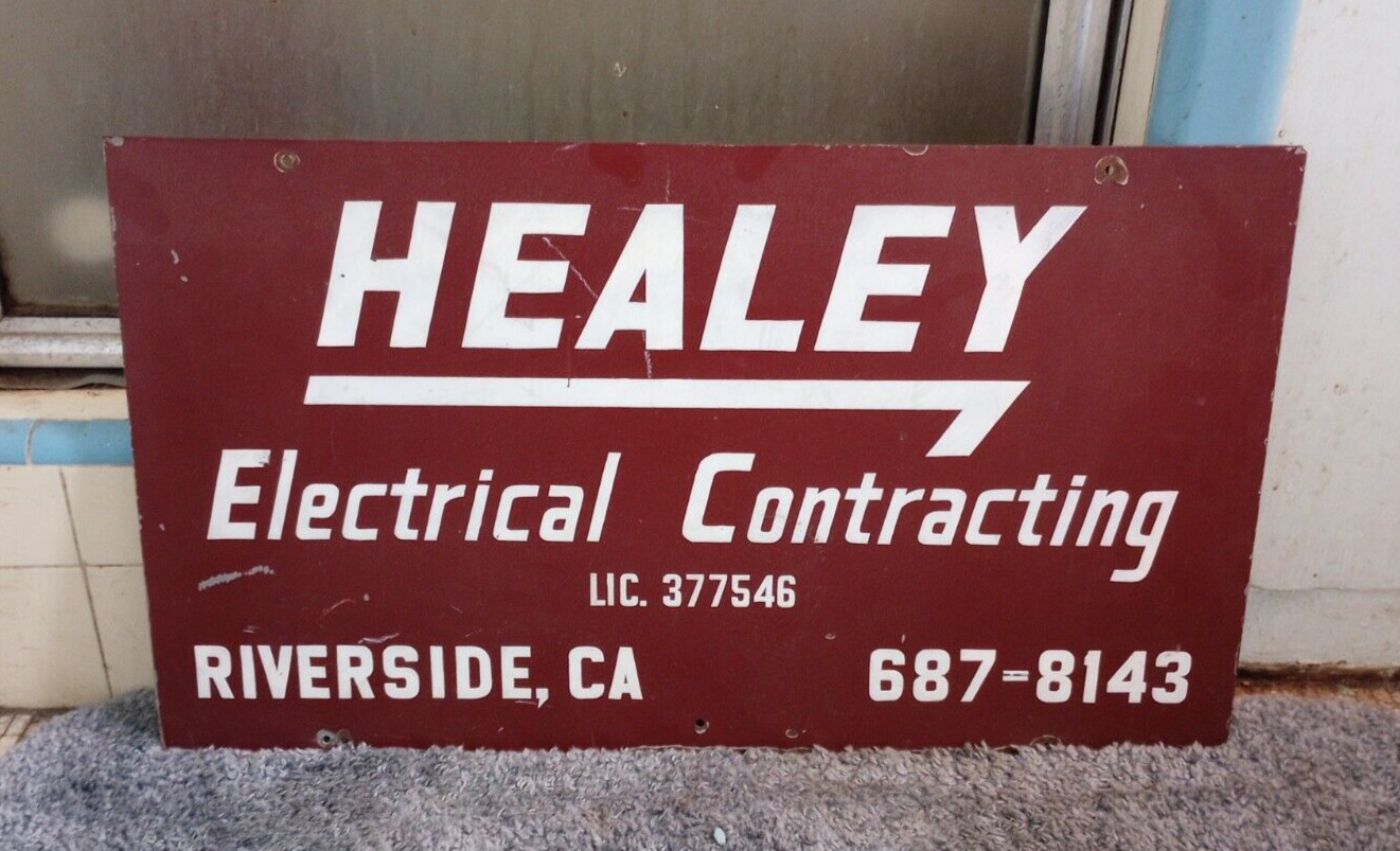 1970'S RIVERSIDE, CA. DOUBLE SIDED METAL SIGN. HEALEY ELECTRICAL & GEORGE DAVIS