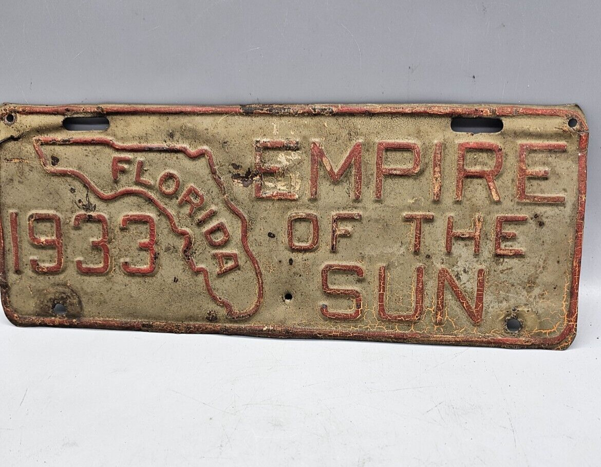 1933 Florida License Plate Car Tag Empire of the Sun