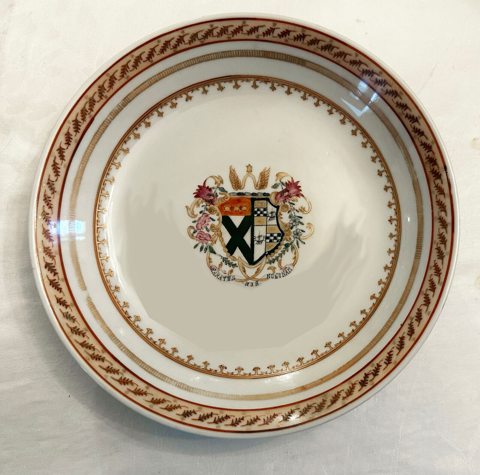 An Antique Chinese Export Style Armorial Plate Edme Samson 