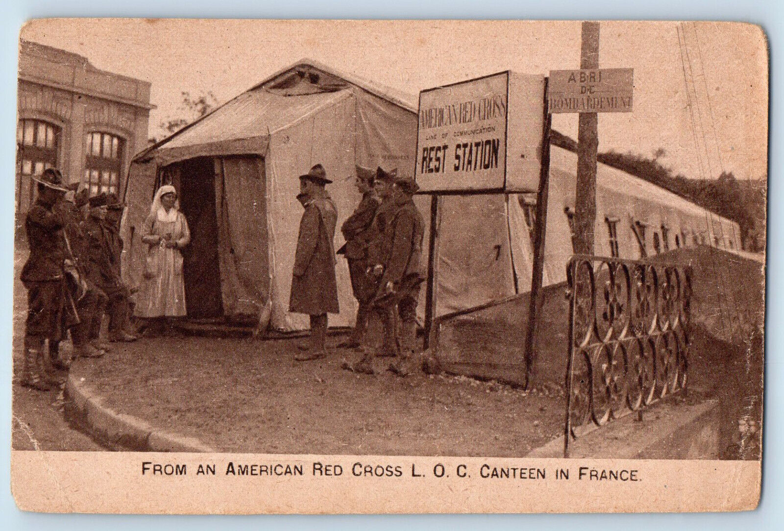 France Postcard From an American Red Cross L.O.C. Canteen c1920\'s WW1 Antique