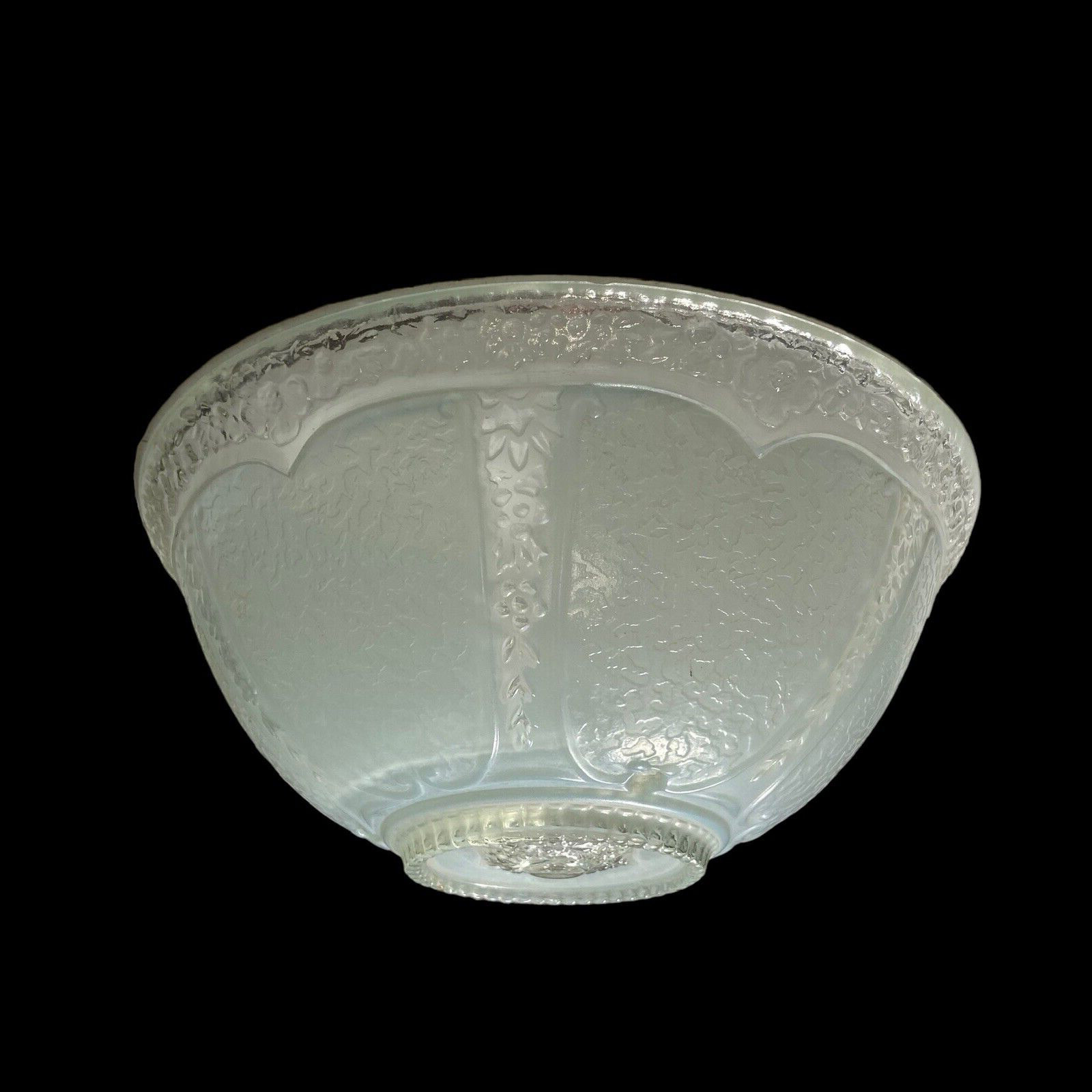 VINTAGE CEILING LIGHT LAMP SHADE GLOBE 3 Hole Blue Floral Pebble Glass #195