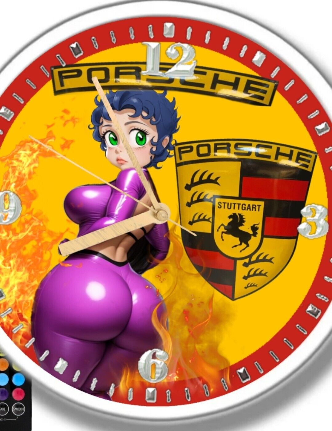 Porsche Betty Boop Led Clock Personalized