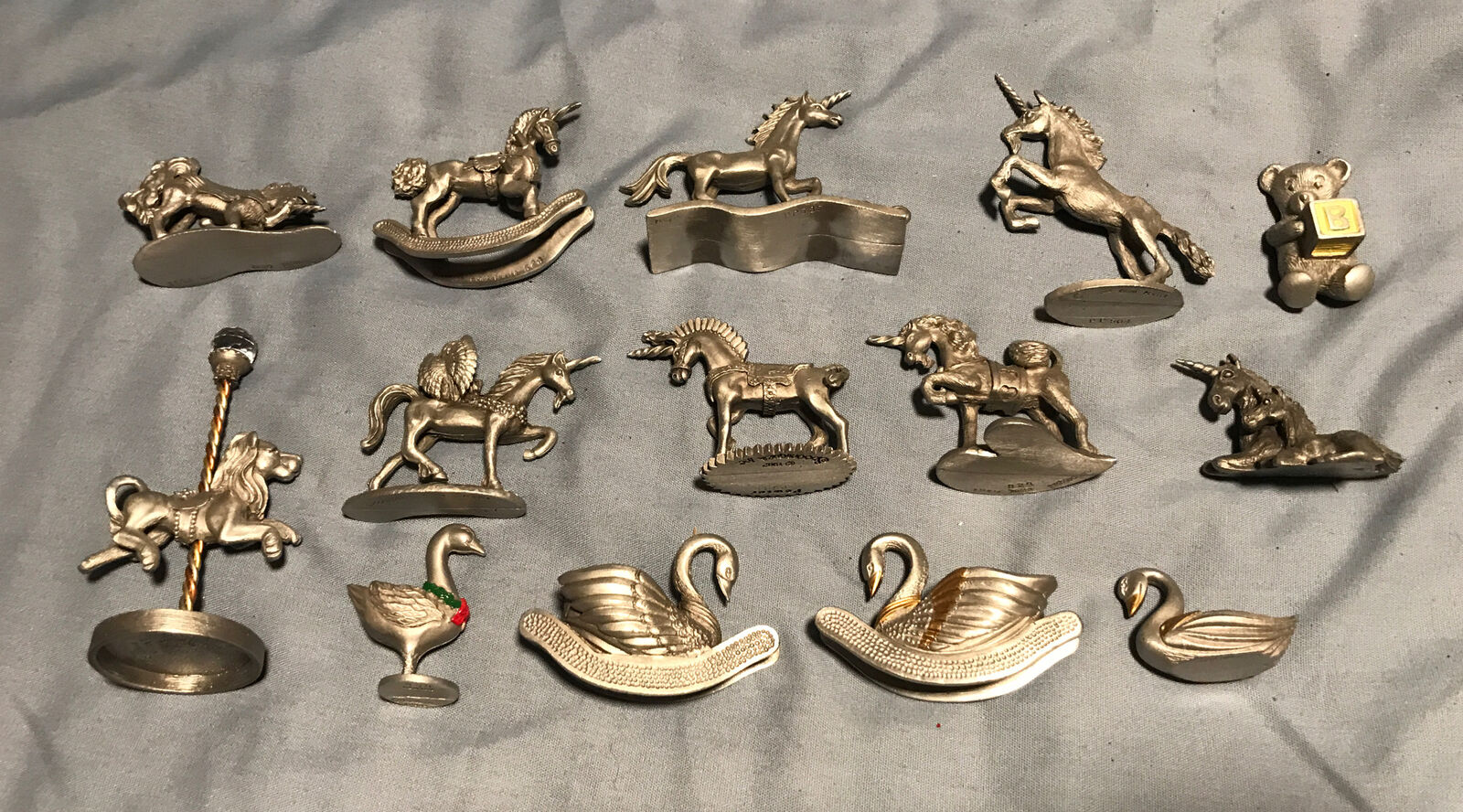 Spoontiques Vintage 80’s Pewter Lot 14 Unicorn Pegasus Swan Lion