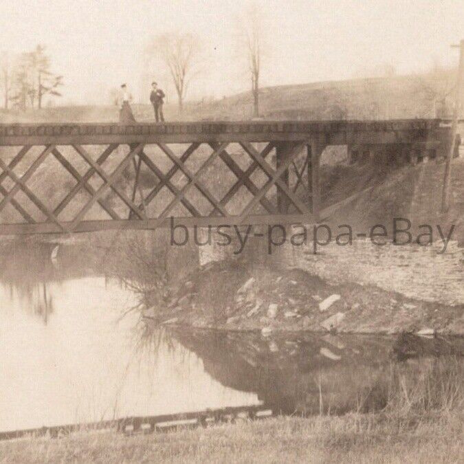 Vintage 1900s RPPC Railroad RR Railway Bridge Williamstown New York Postcard
