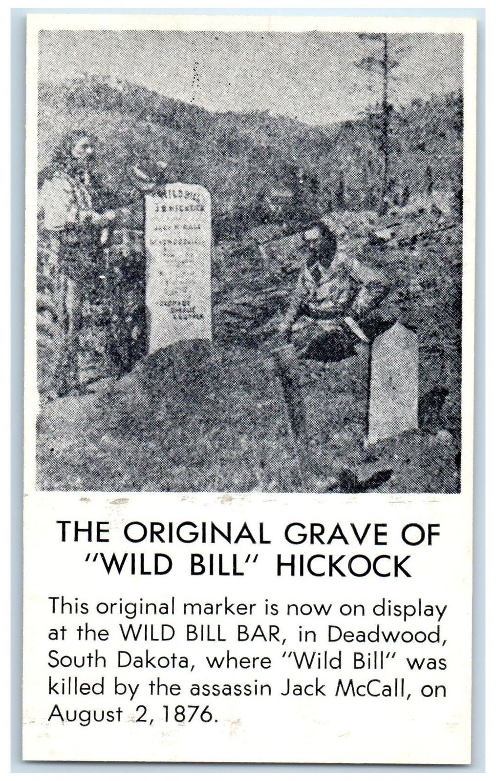 c1960s The Original Grave Of Wild Bill Hickock Deadwood SD Unposted Postcard