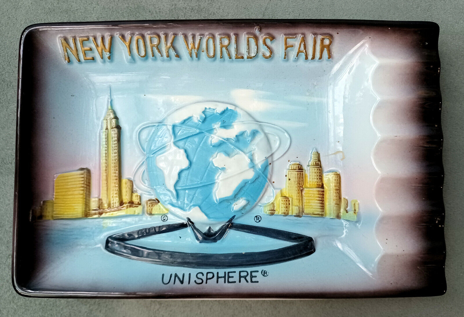 World\'s Fair New York 1964-65 Vintage Ceramic Ashtray Candy Dish Made In Japan