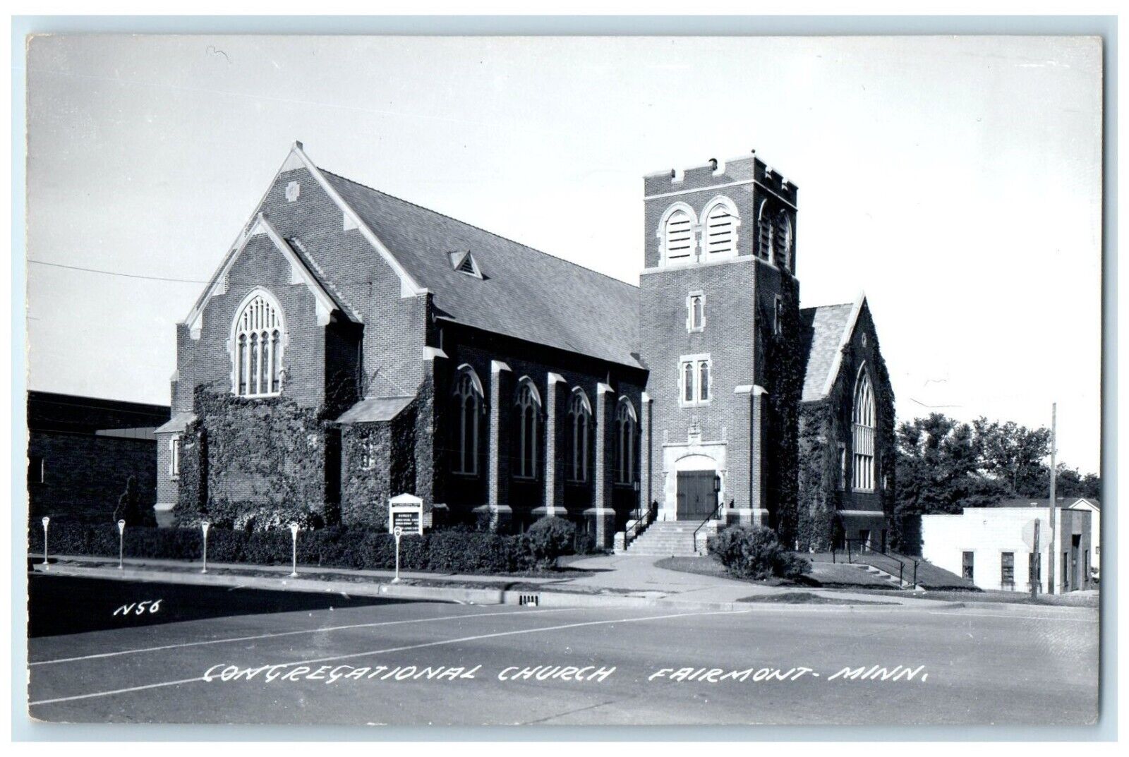 c1940 Congregational Church Chapel Exterior Fairmount Minnesota MN RPPC Postcard